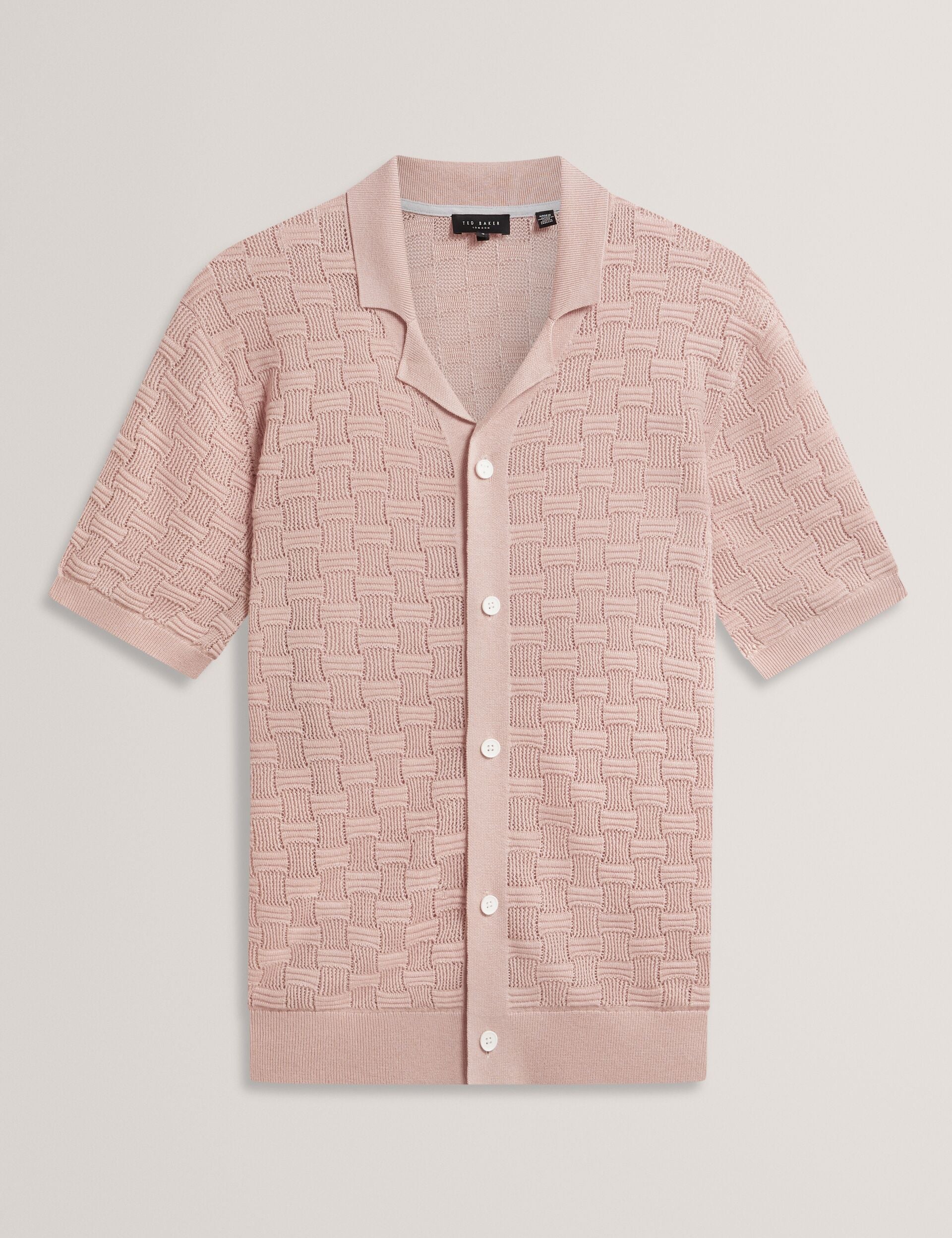 Men ROWWANN Basket Knit Silk Blend Short Sleeve Shirt - Ted Baker