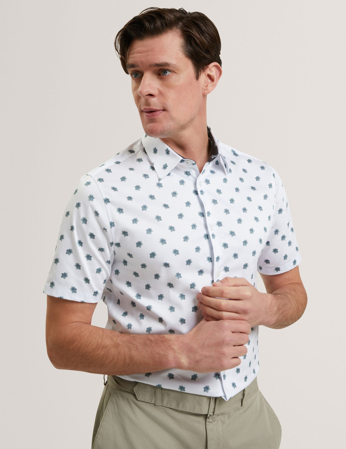 Men CHASKA Mini Floral Print Short Sleeve Shirt - Ted Baker