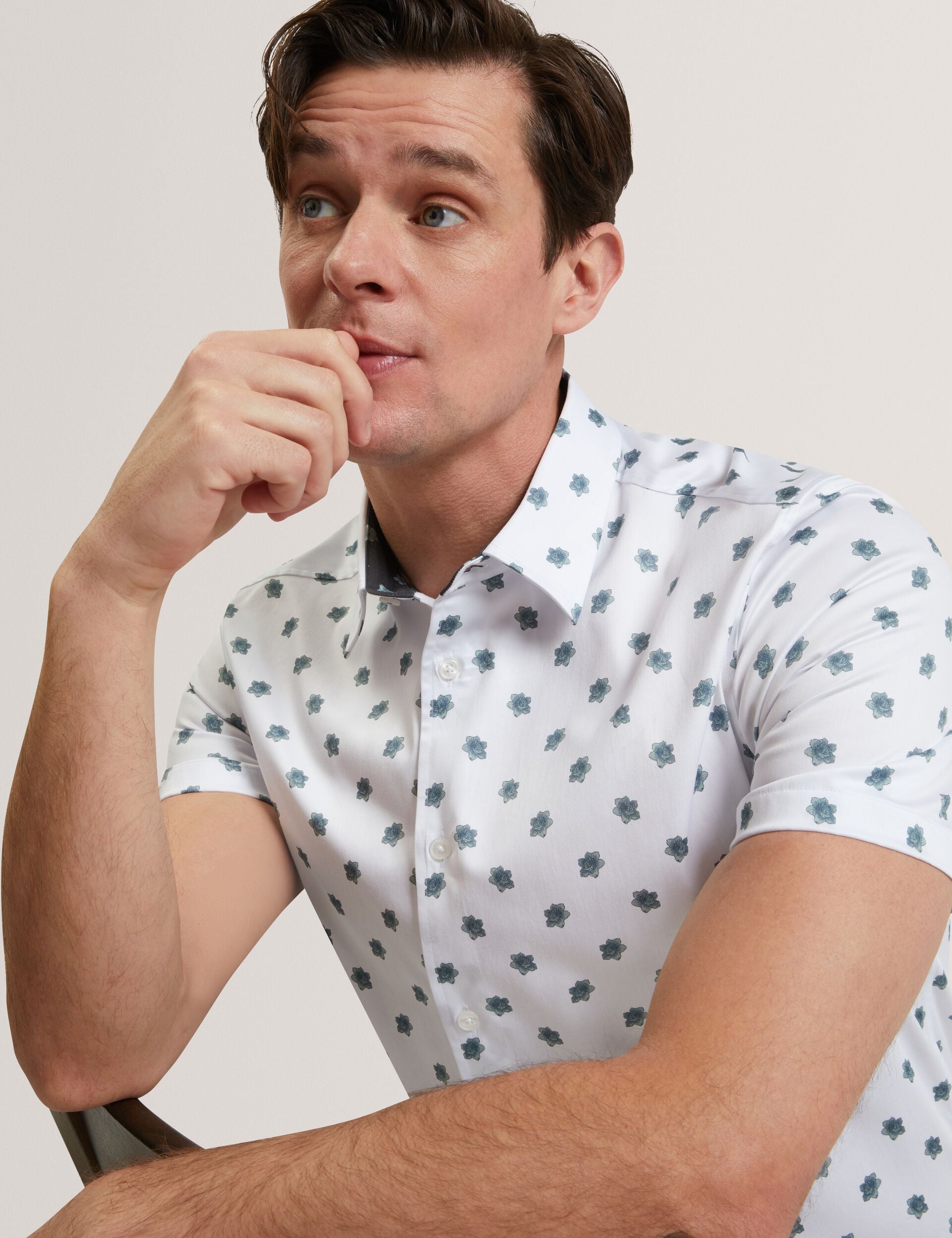 Men CHASKA Mini Floral Print Short Sleeve Shirt - Ted Baker