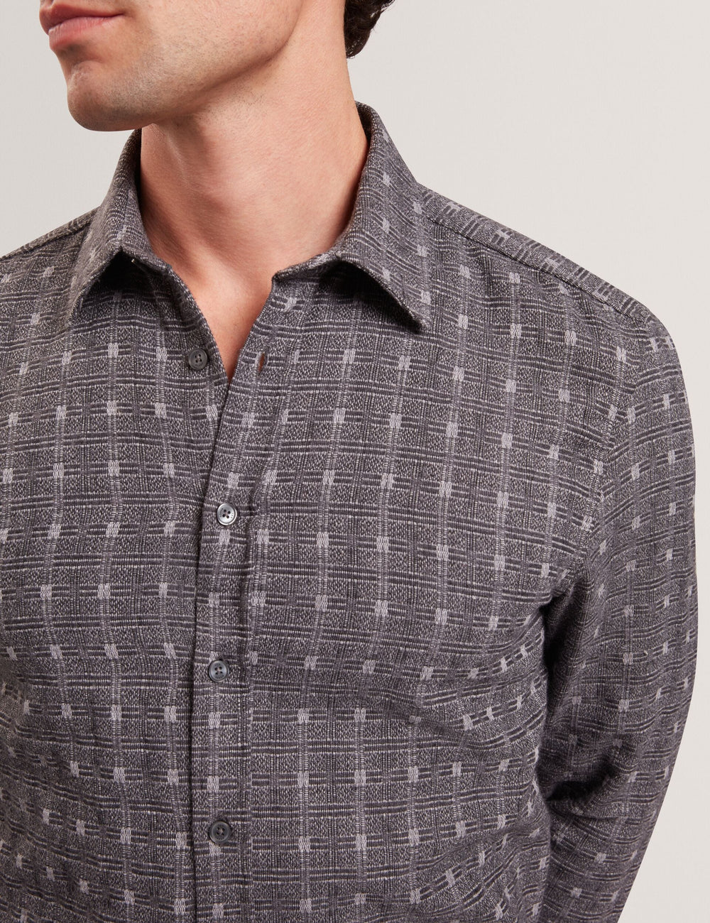 Men|Sale VYSER Jacquard Check Woven Long Sleeve Shirt - Ted Baker