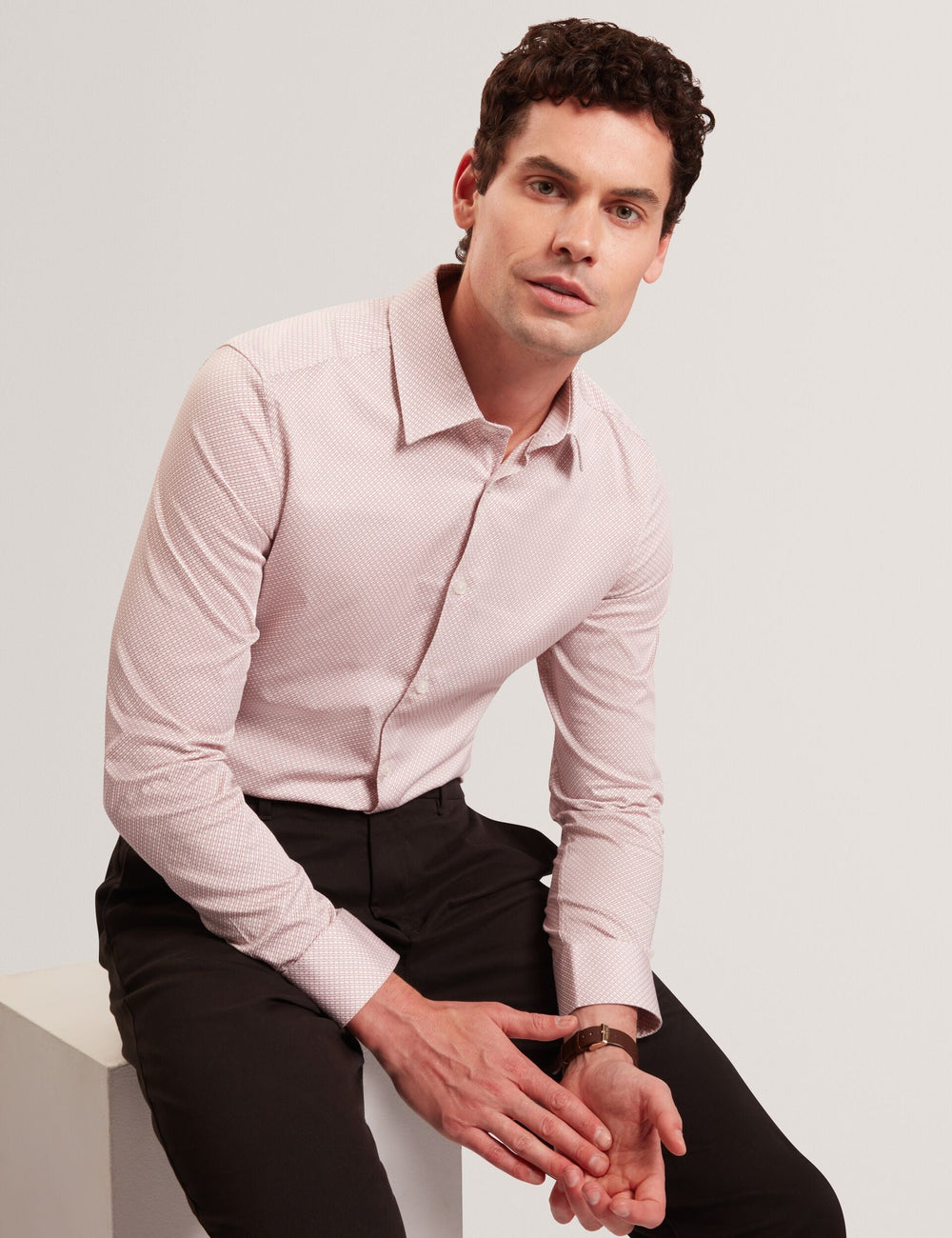 Men OLWENO Micro Geo Print Long Sleeve Slim Shirt - Ted Baker