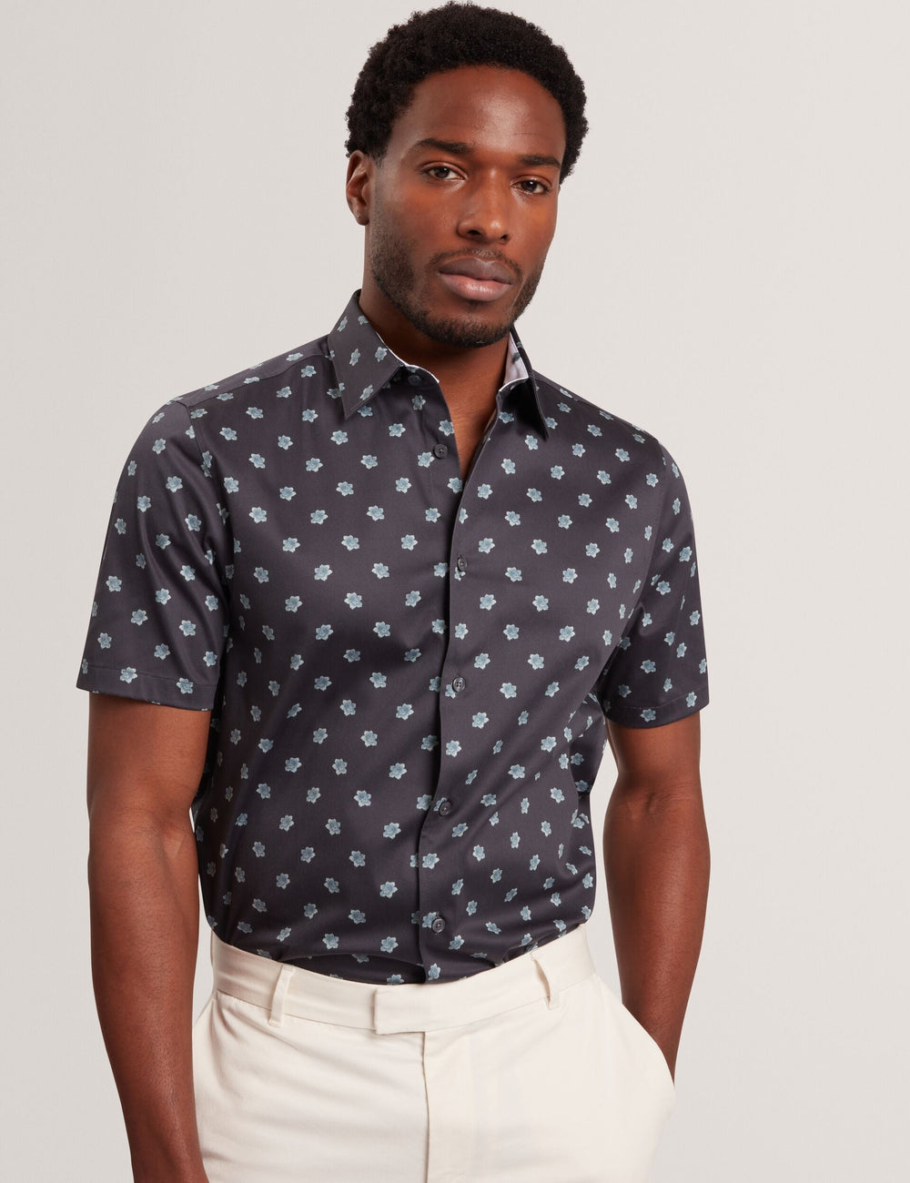 Men CHASKA Mini Floral Print Short Sleeve Shirt - Ted Baker