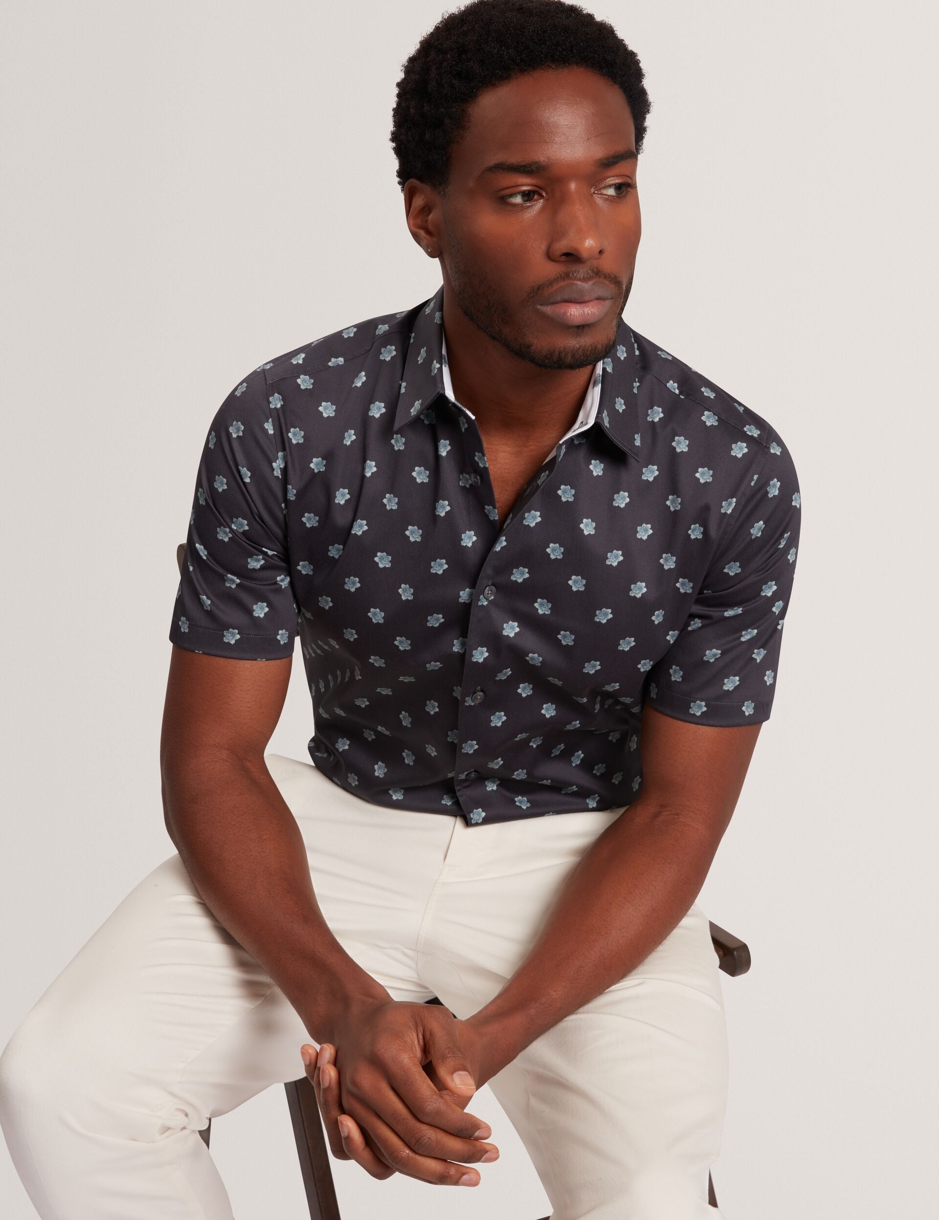 Men CHASKA Mini Floral Print Short Sleeve Shirt - Ted Baker