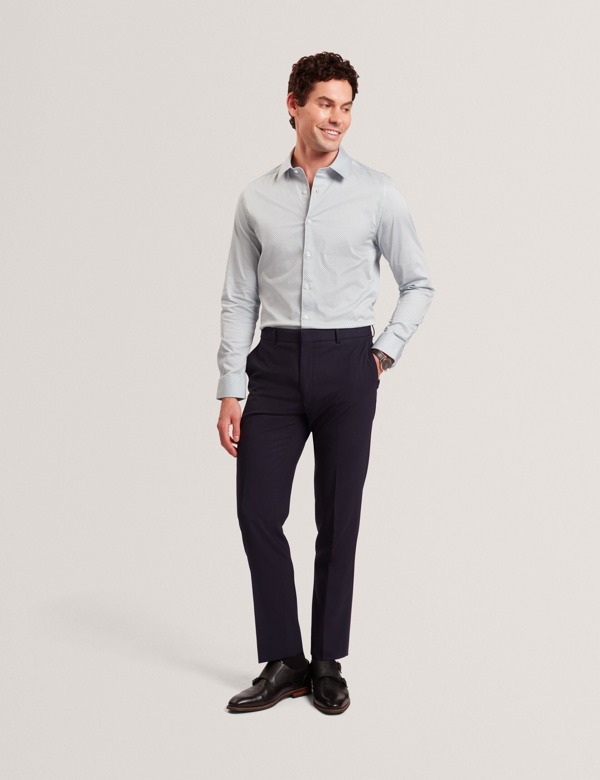 Men OLWENO Micro Geo Print Long Sleeve Slim Shirt - Ted Baker