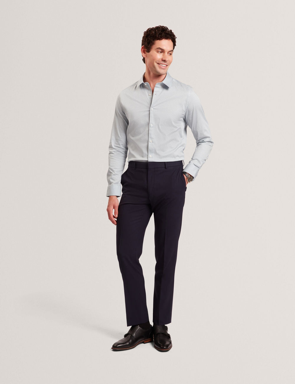 Men OLWENO Micro Geo Print Long Sleeve Slim Shirt - Ted Baker