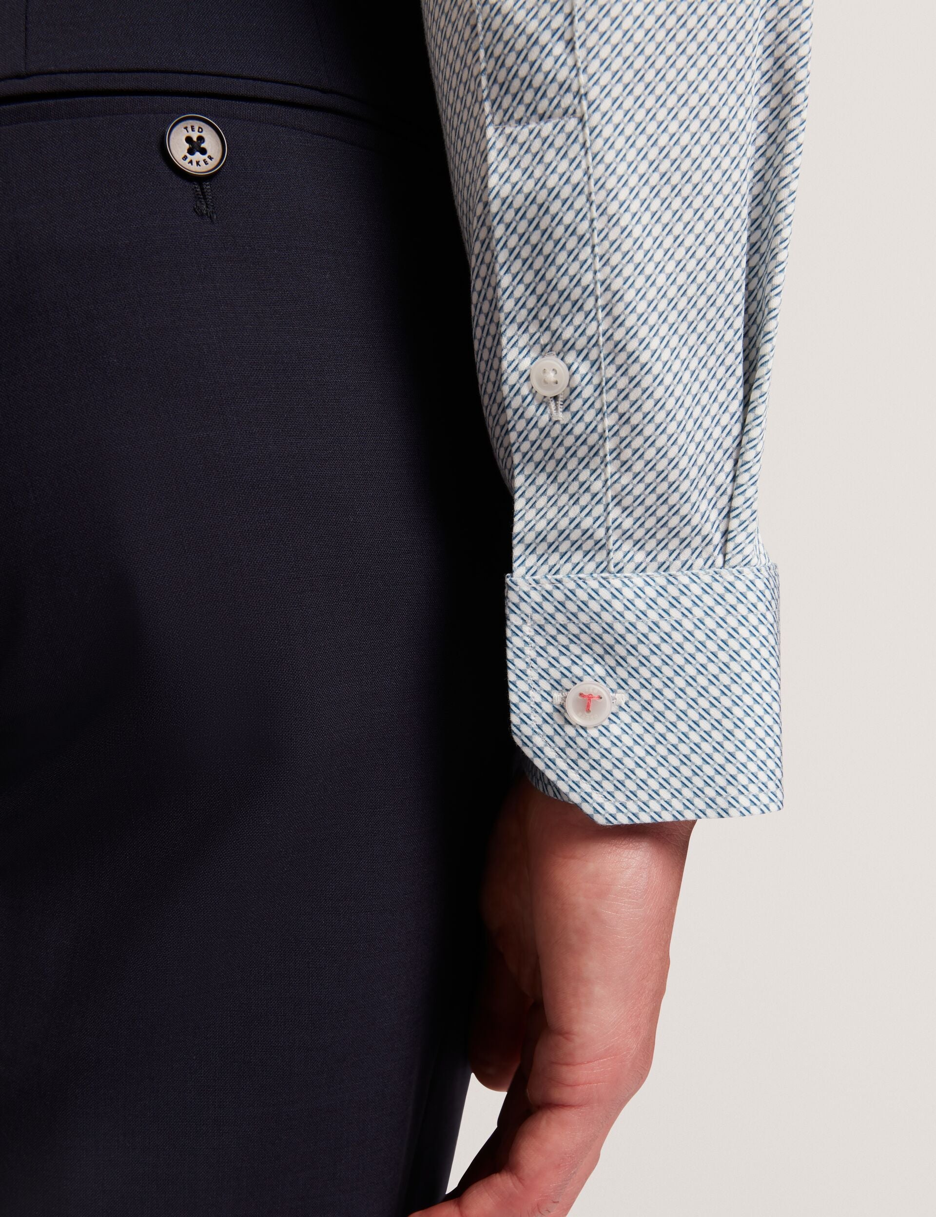 Men OLWENO Micro Geo Print Long Sleeve Slim Shirt - Ted Baker