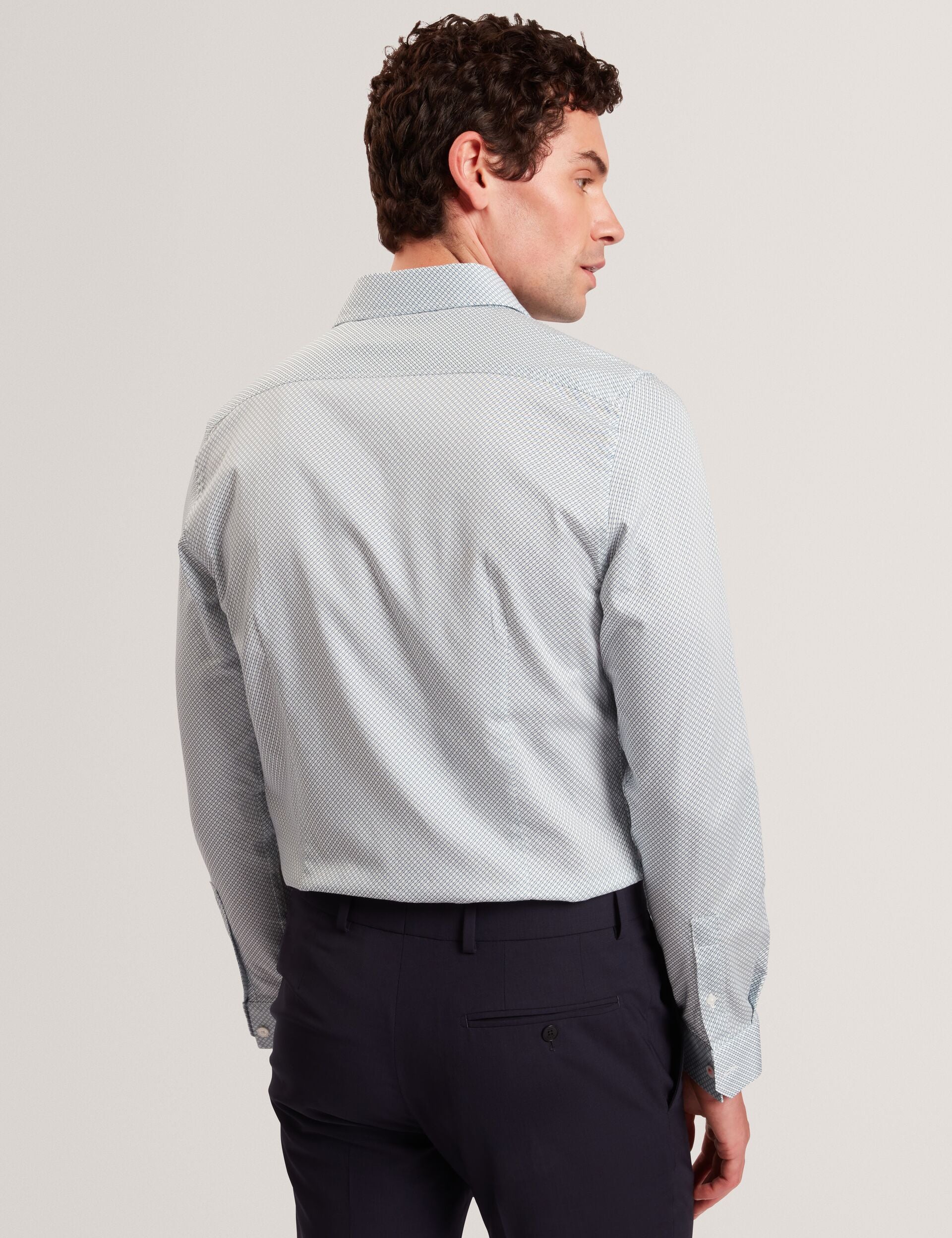 Men OLWENO Micro Geo Print Long Sleeve Slim Shirt - Ted Baker
