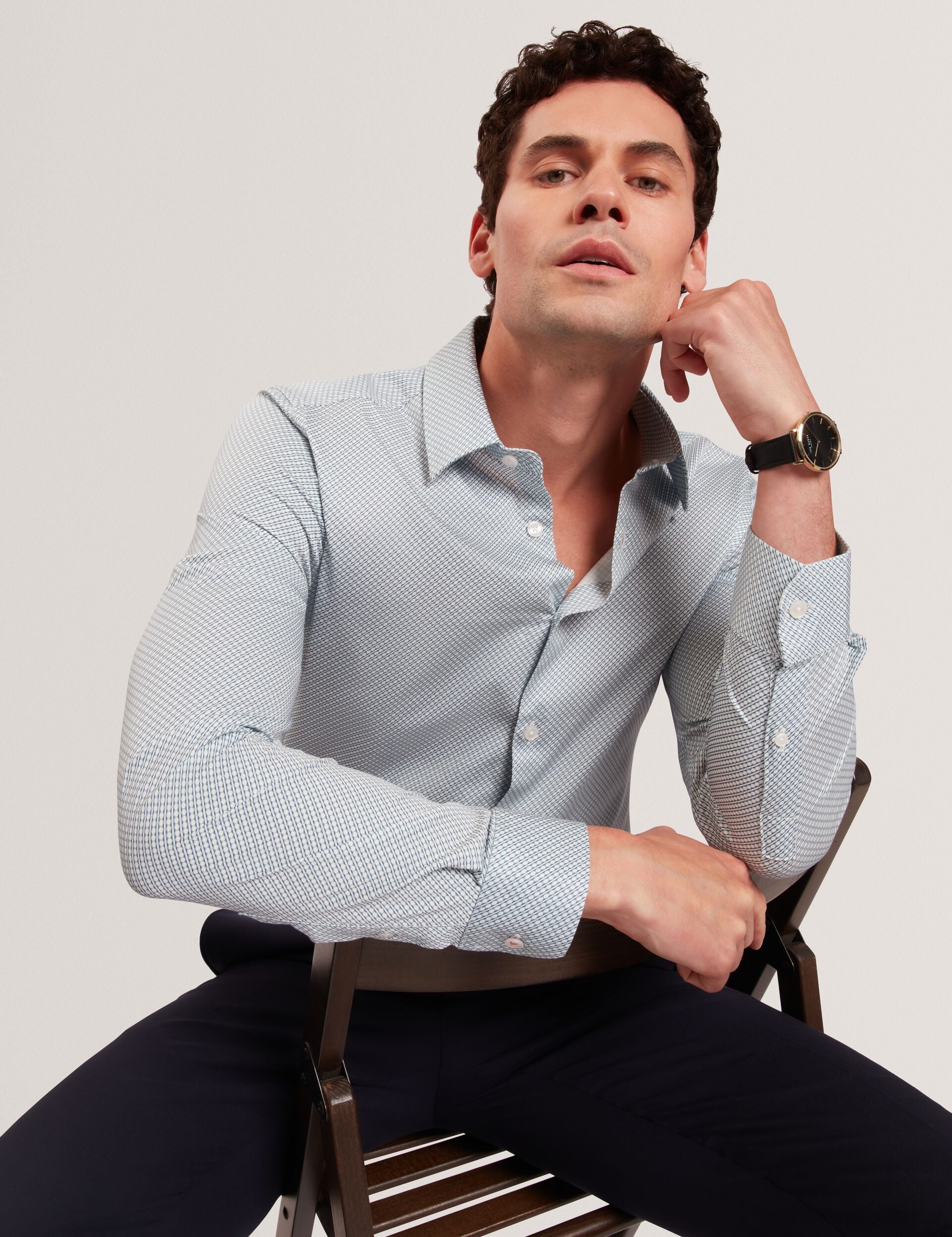 Men OLWENO Micro Geo Print Long Sleeve Slim Shirt - Ted Baker