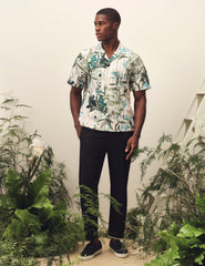 Men ANUKIS Floral Stripe Print Cotton Short Sleeve Shirt - Ted Baker