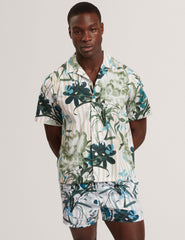 Men ANUKIS Floral Stripe Print Cotton Short Sleeve Shirt - Ted Baker