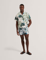 Men ANUKIS Floral Stripe Print Cotton Short Sleeve Shirt - Ted Baker