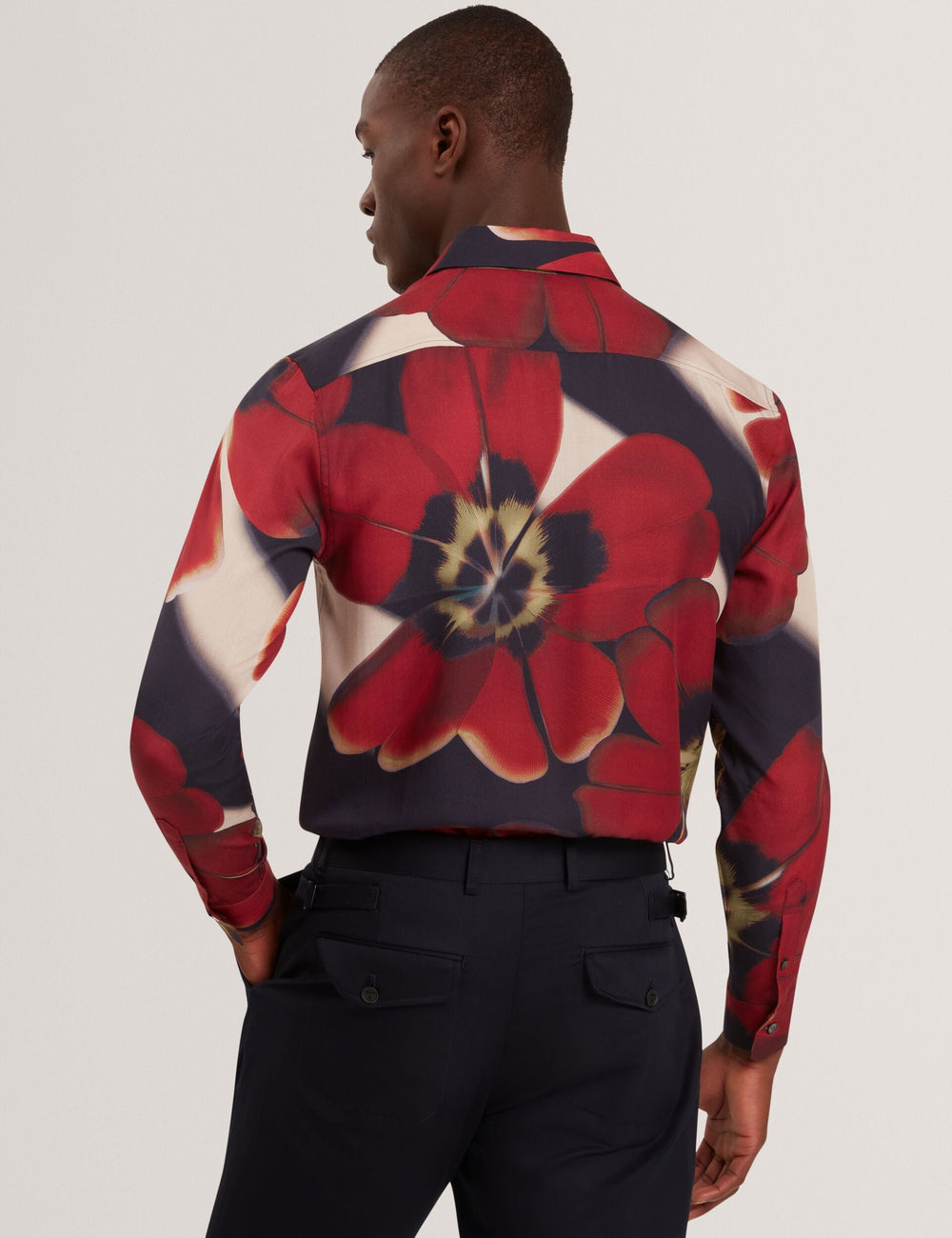 Men|Sale PHELIN Red Blooms Print Cotton Stretch Shirt - Ted Baker