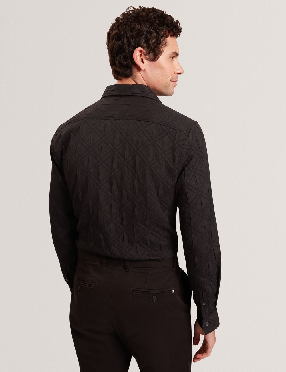 Men|Sale FYNRAN Diamond Check Crinkled Long Sleeve Shirt - Ted Baker