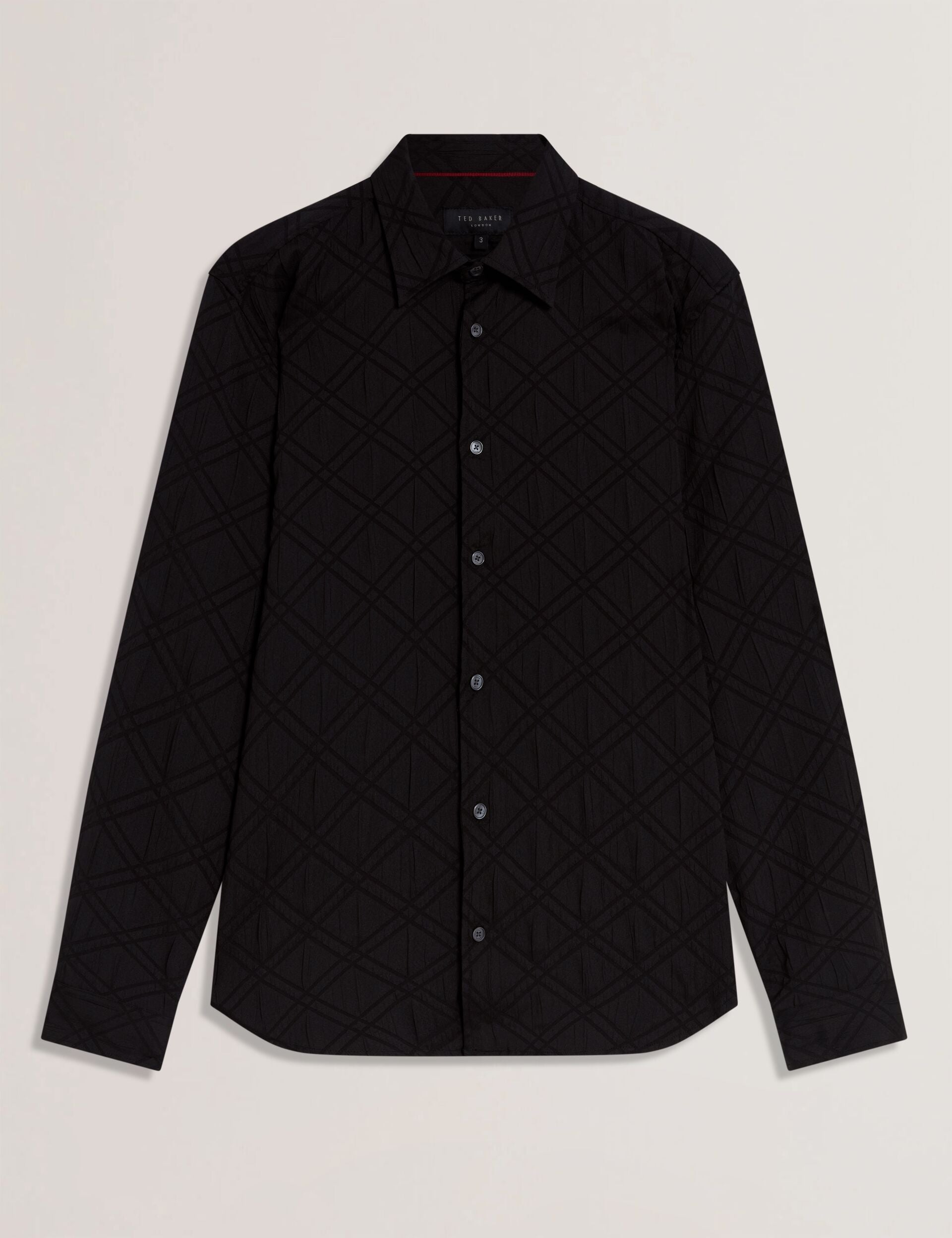 Men|Sale FYNRAN Diamond Check Crinkled Long Sleeve Shirt - Ted Baker