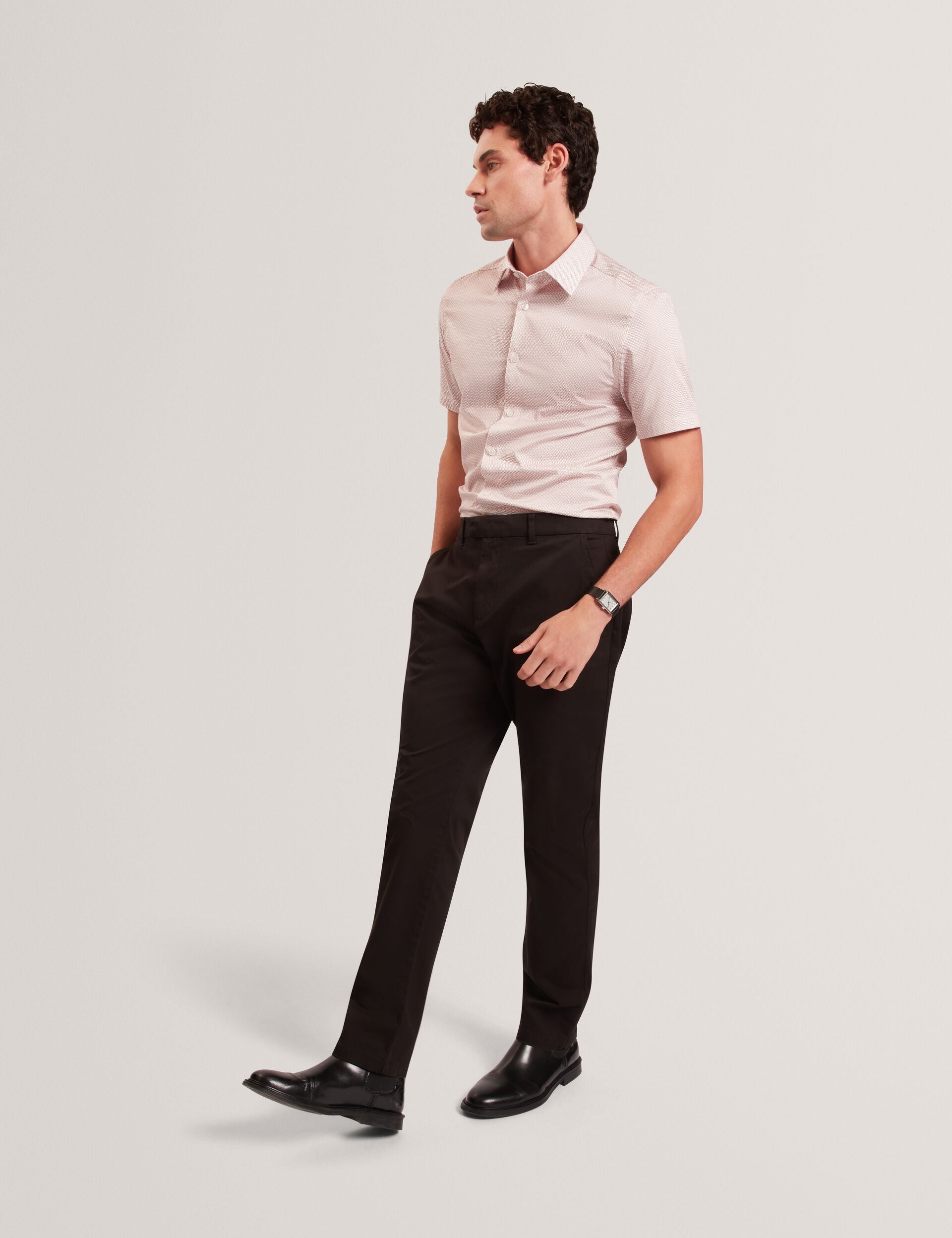 Men ROMMANN Micro Geo Print Slim Short Sleeve Shirt - Ted Baker
