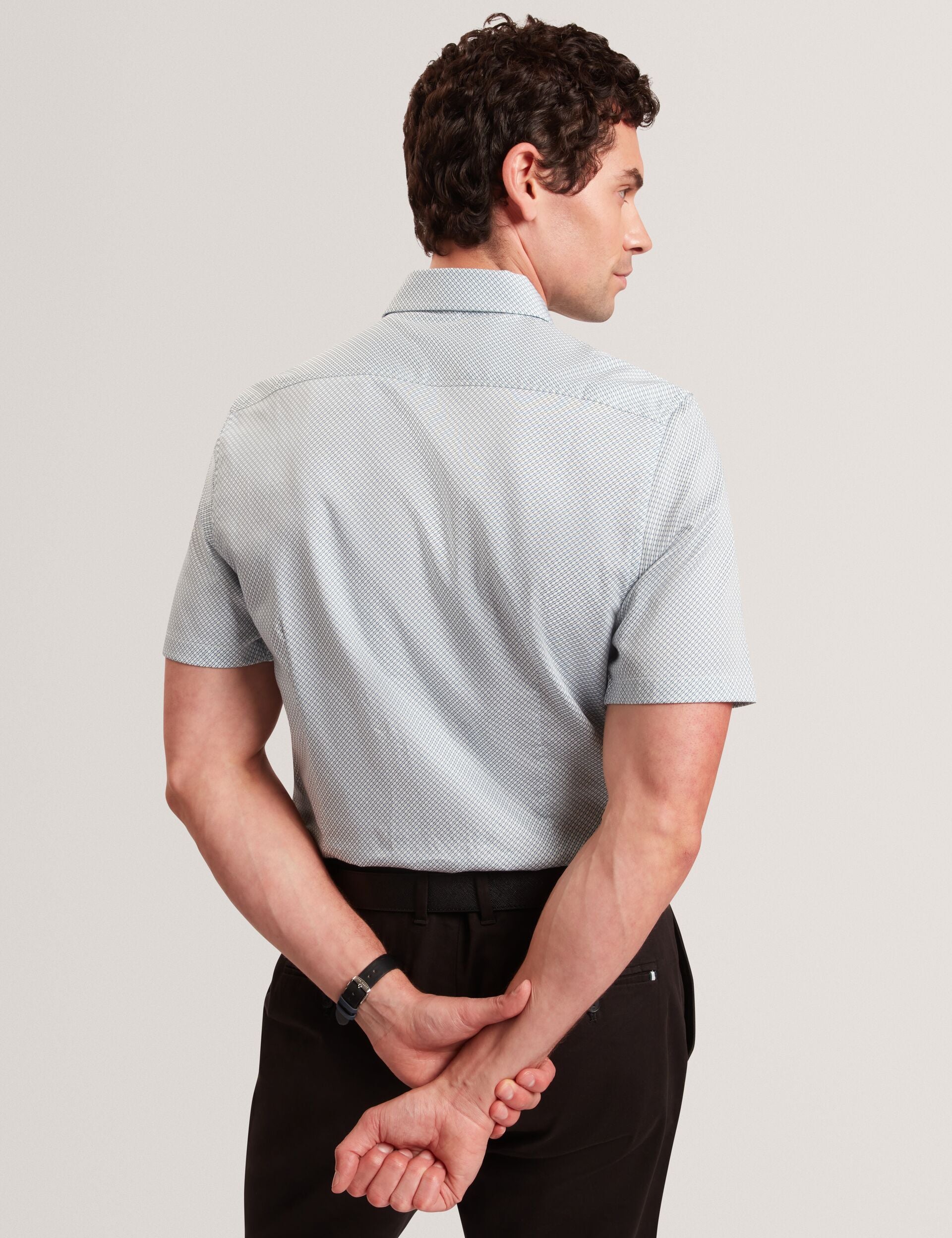 Men ROMMANN Micro Geo Print Slim Short Sleeve Shirt - Ted Baker