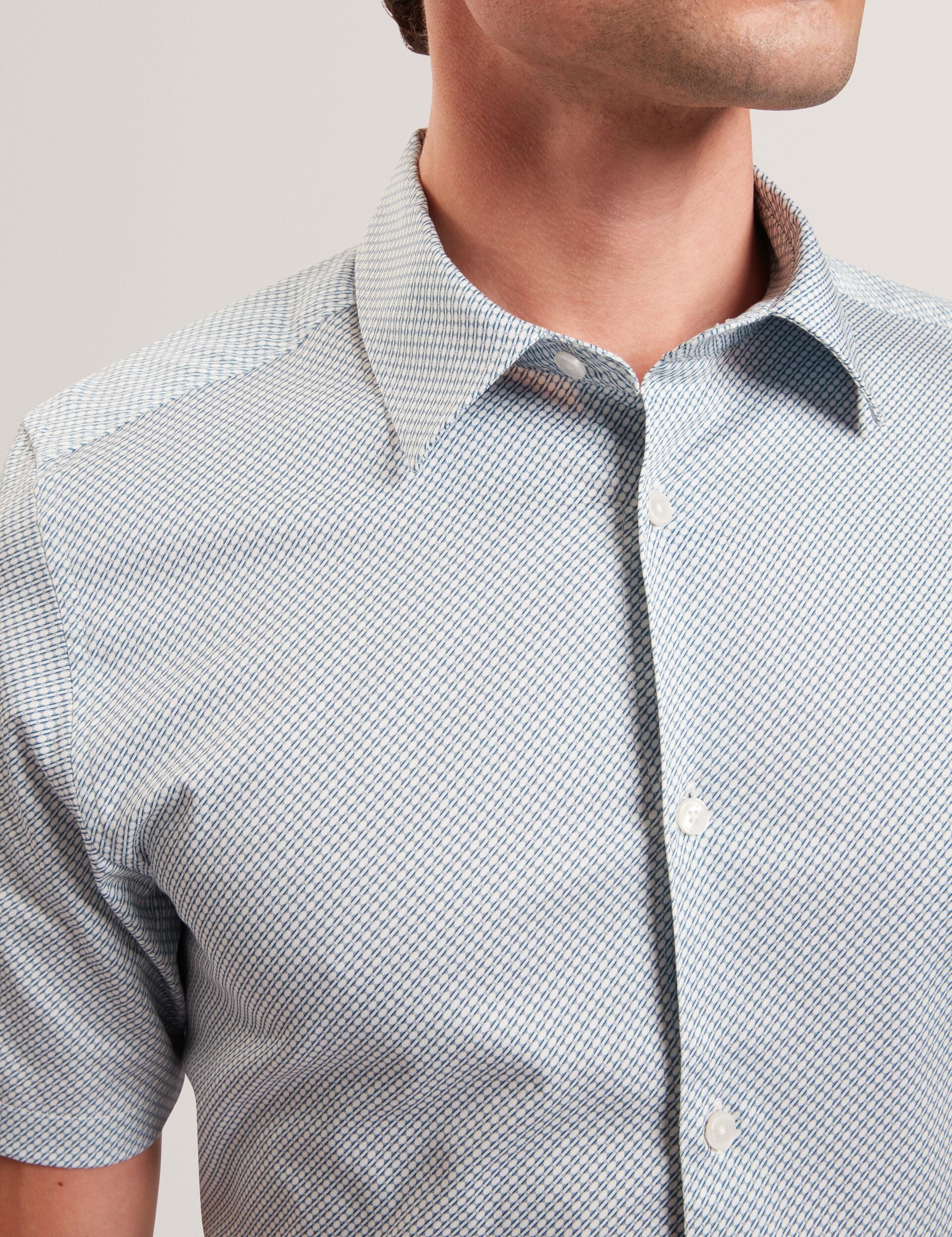 Men ROMMANN Micro Geo Print Slim Short Sleeve Shirt - Ted Baker