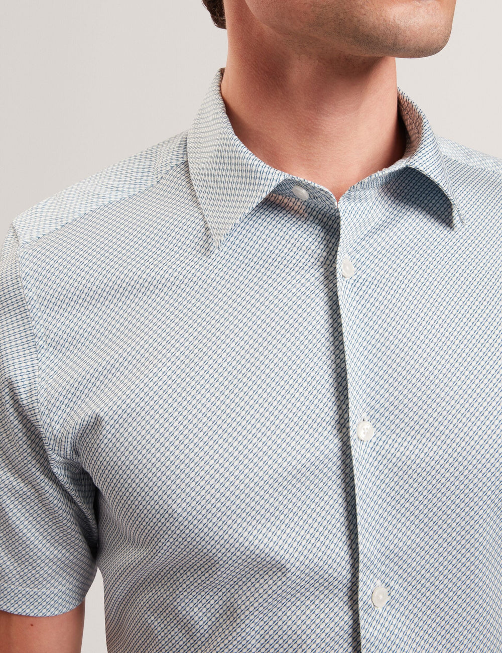 Men ROMMANN Micro Geo Print Slim Short Sleeve Shirt - Ted Baker