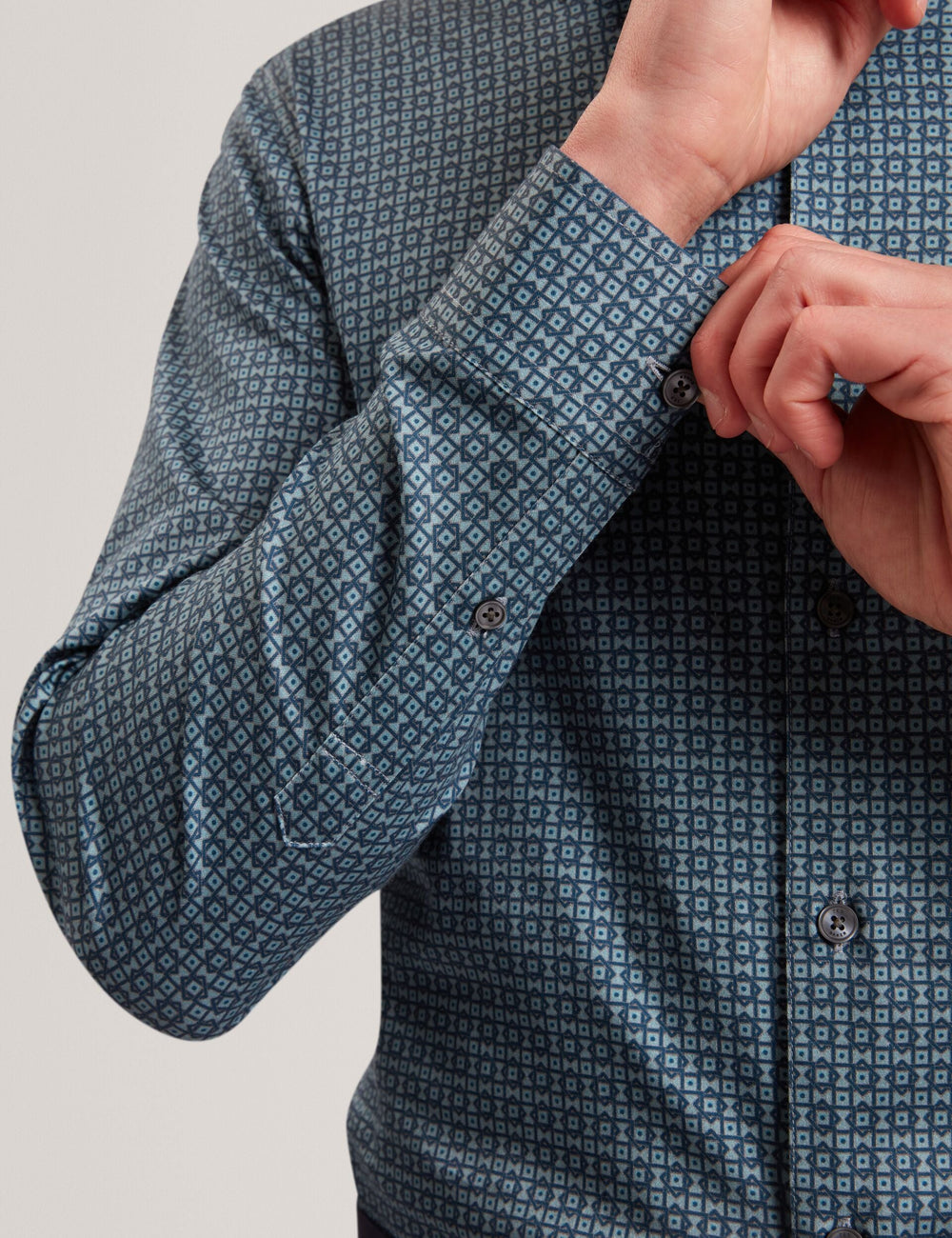 Men|Sale CAYLAXE Slim Fit Geo Print Cotton Blend Shirt - Ted Baker
