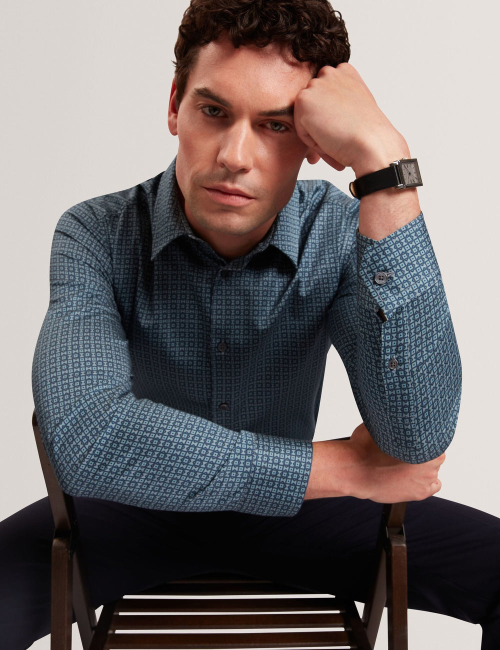 Men|Sale CAYLAXE Slim Fit Geo Print Cotton Blend Shirt - Ted Baker