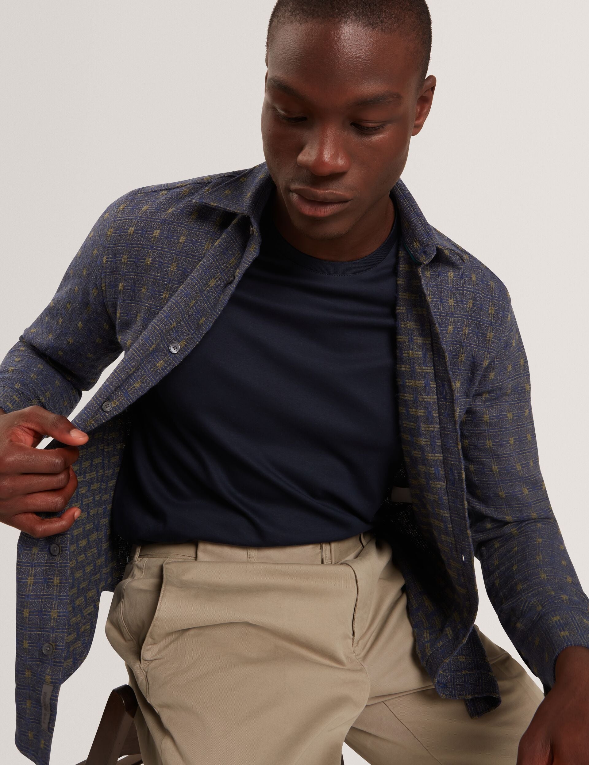 Men|Sale VYSER Jacquard Check Woven Long Sleeve Shirt - Ted Baker