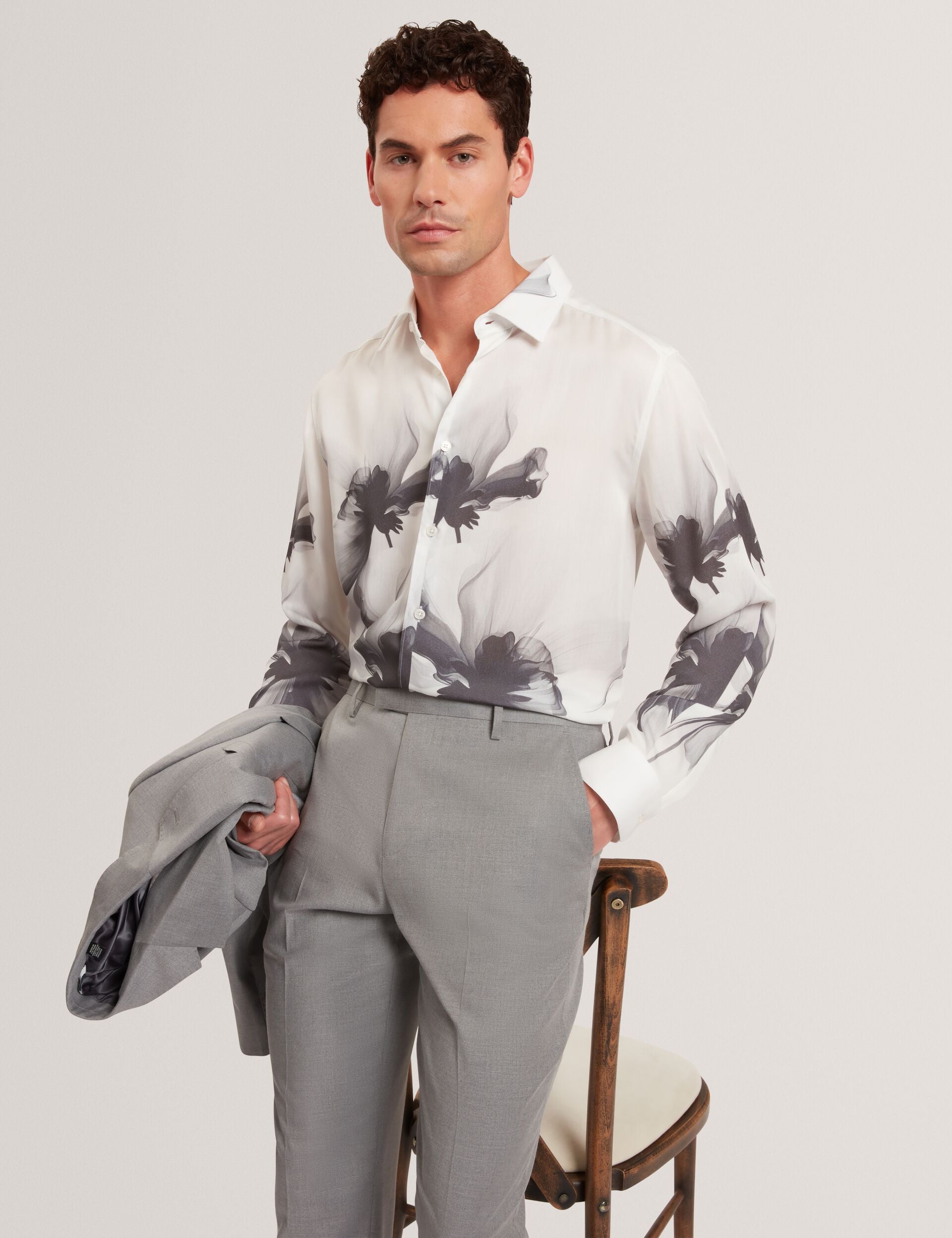 Men|Sale AMUND Monochrome Floral Long Sleeve Shirt - Ted Baker