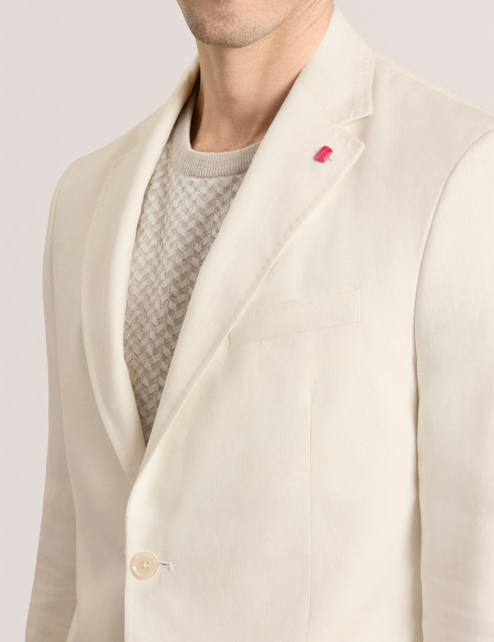 Men WINFRED - Single Breasted Two Button Notch Flat Front Linen Suit Jacket - Ted Baker