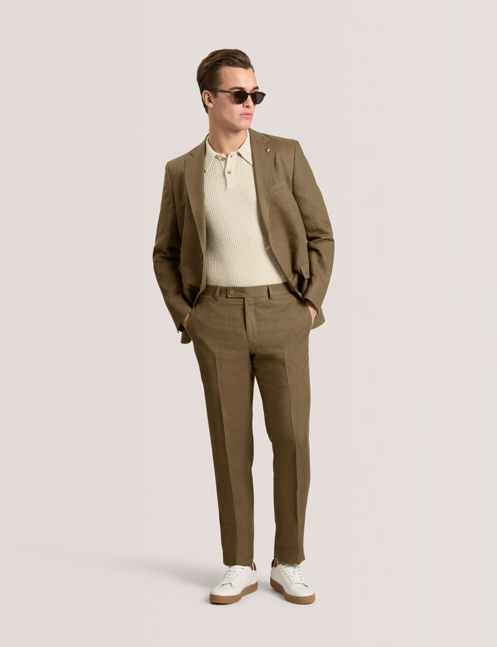 Men WINFRED - Single Breasted Two Button Notch Flat Front Linen Suit Jacket - Ted Baker