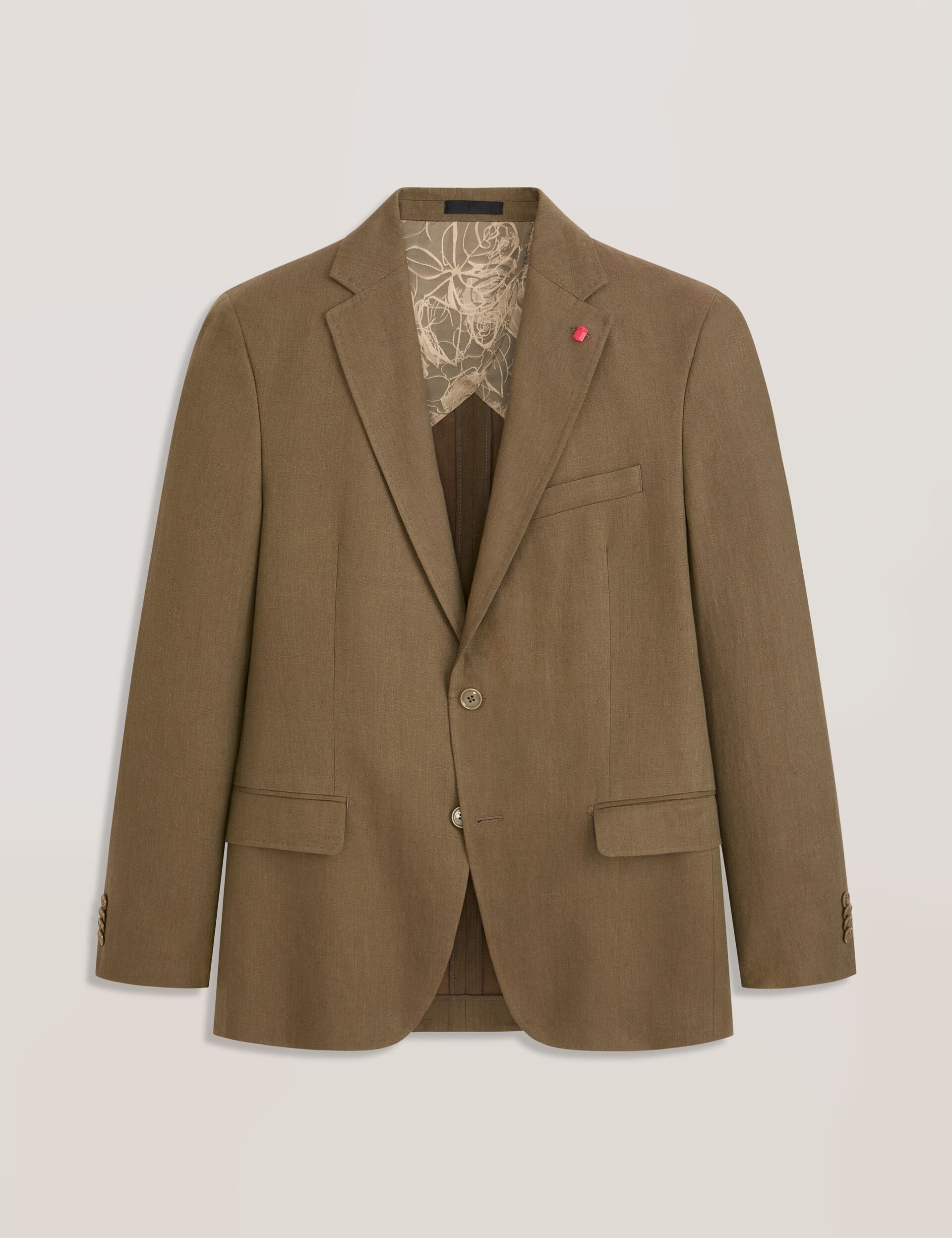 Men WINFRED - Single Breasted Two Button Notch Flat Front Linen Suit Jacket - Ted Baker
