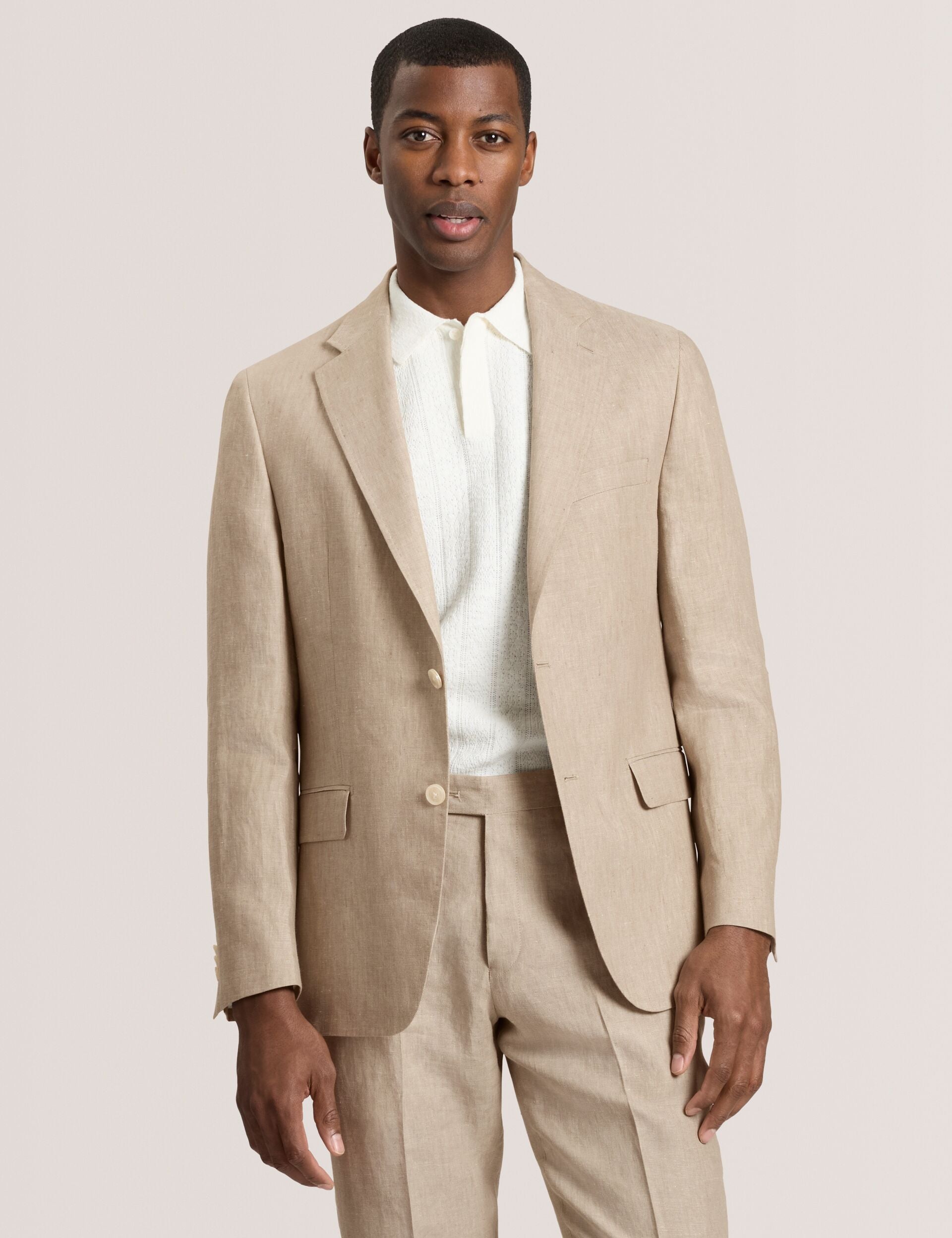 Men WINFRED - Single Breasted Two Button Notch Flat Front Linen Suit Jacket - Ted Baker