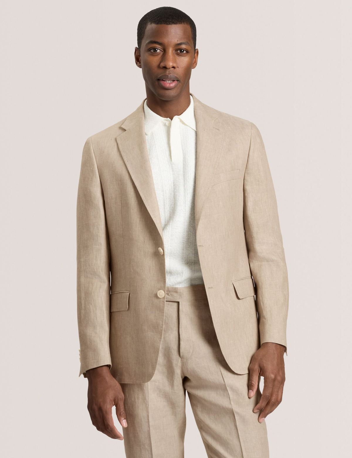 Men WINFRED - Single Breasted Two Button Notch Flat Front Linen Suit Jacket - Ted Baker