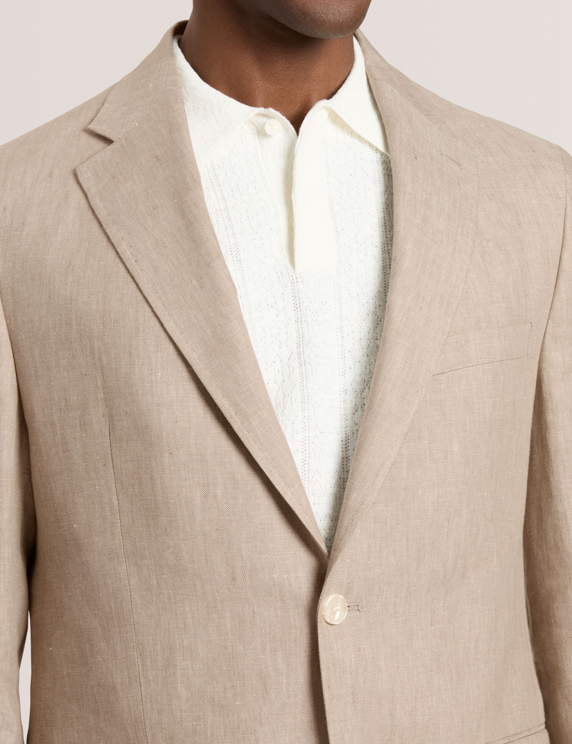 Men WINFRED - Single Breasted Two Button Notch Flat Front Linen Suit Jacket - Ted Baker