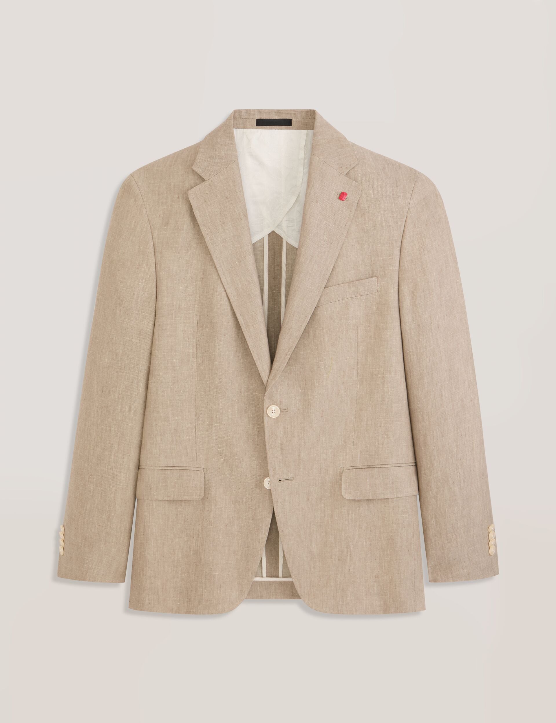Men WINFRED - Single Breasted Two Button Notch Flat Front Linen Suit Jacket - Ted Baker