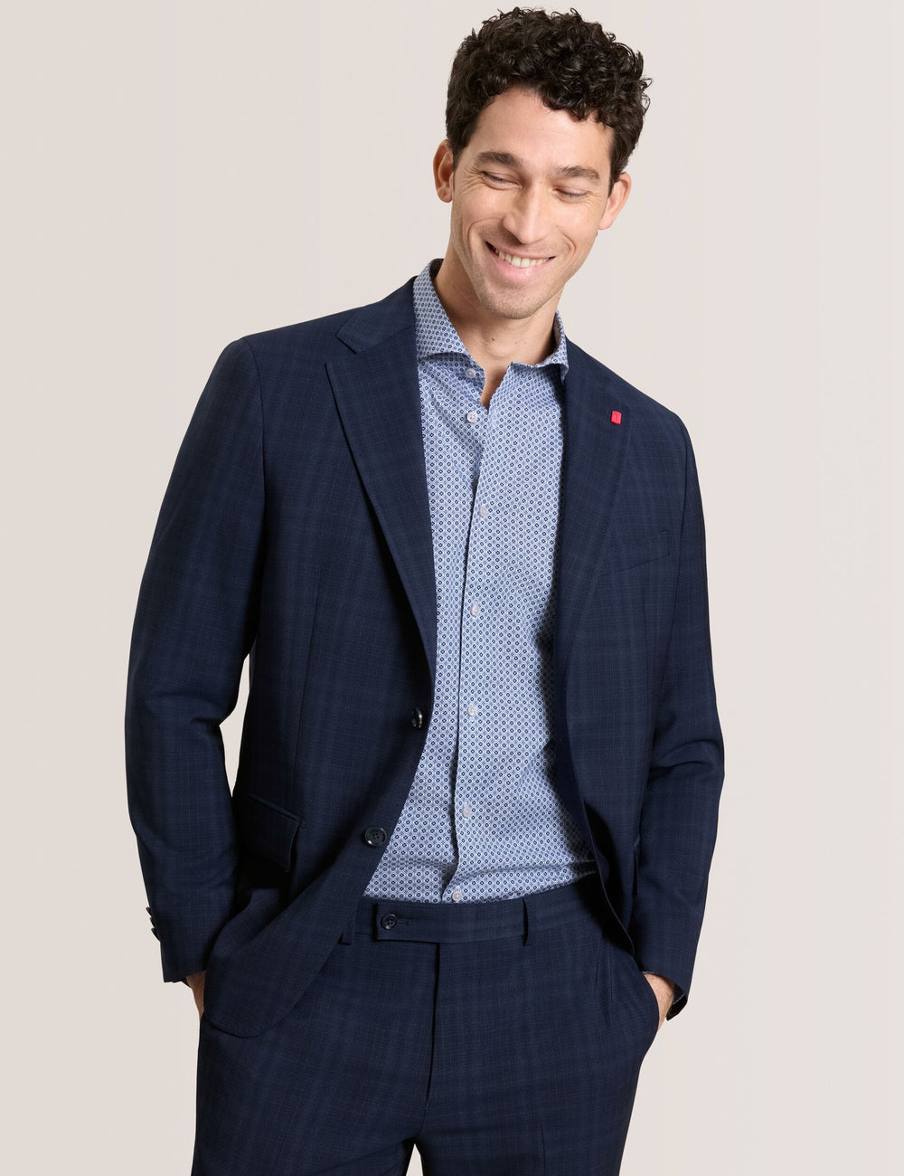 Men WRIGHT - Single Breasted Two Button Notch Flat Front Plaid Jacket - Ted Baker