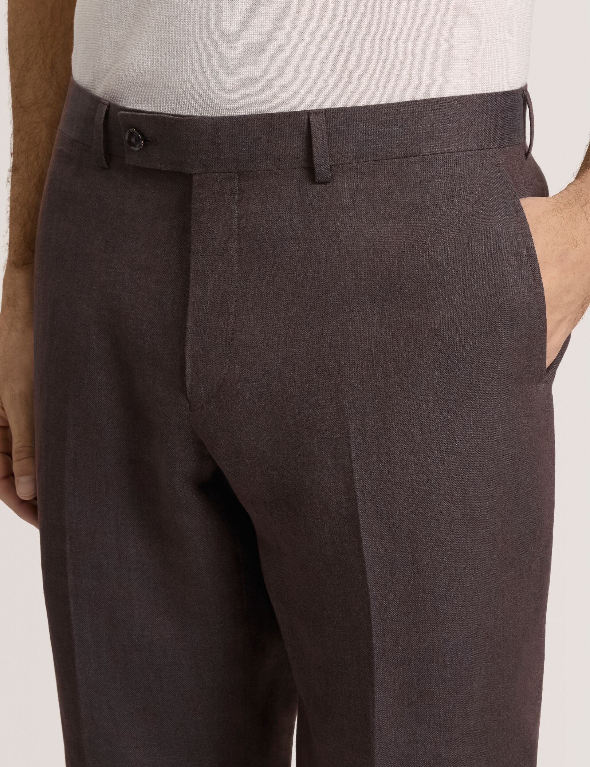 Men WINTER - Flat Front Linen Suit Pant - Ted Baker