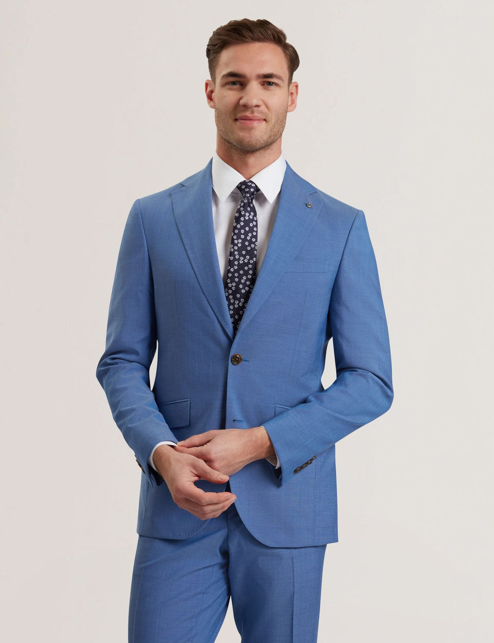 Men JAYING - Slim Fit Blue Textured Wool Suit Jacket - Ted Baker