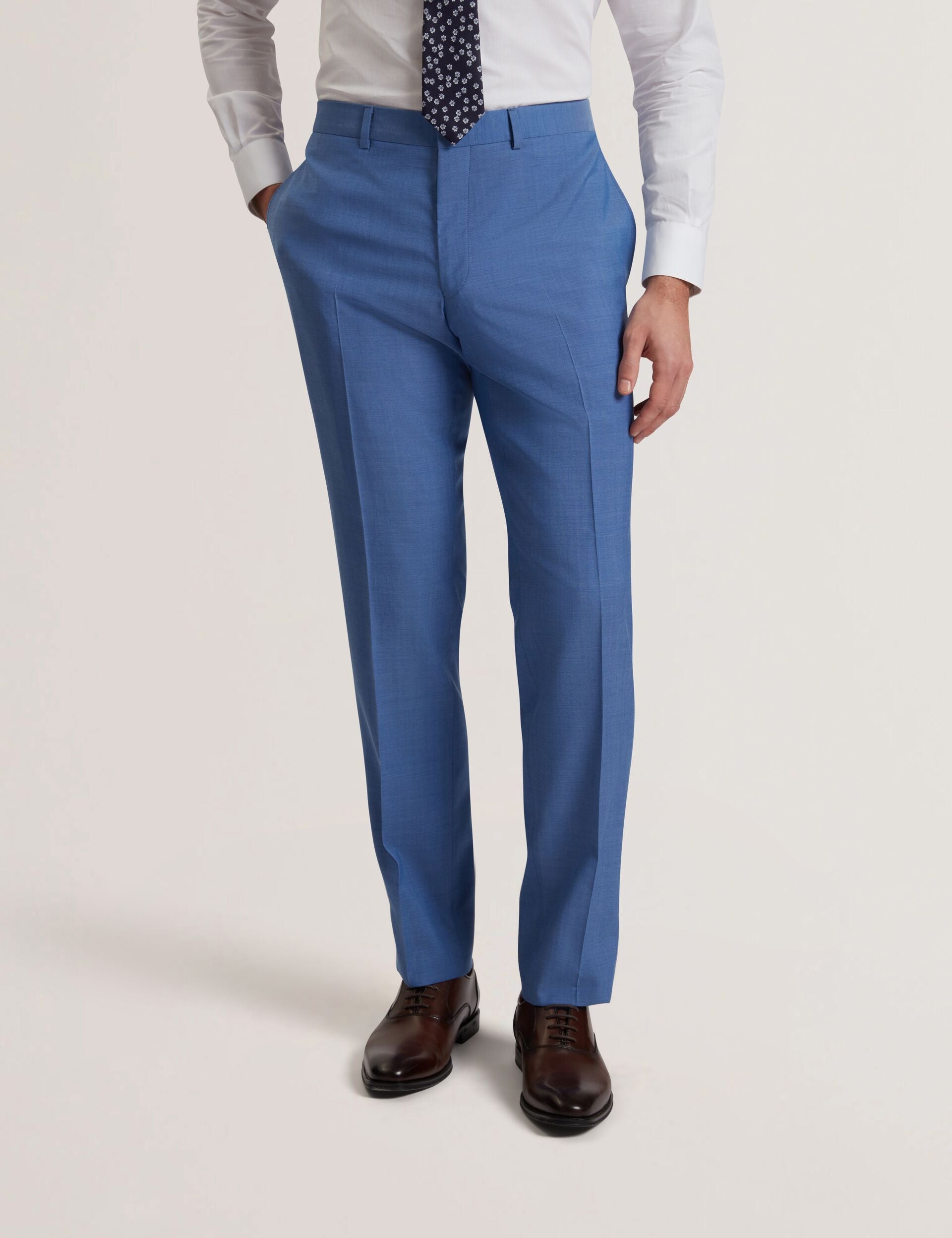Men JAYINGS - Slim Fit Blue Textured Wool Suit Pants - Ted Baker