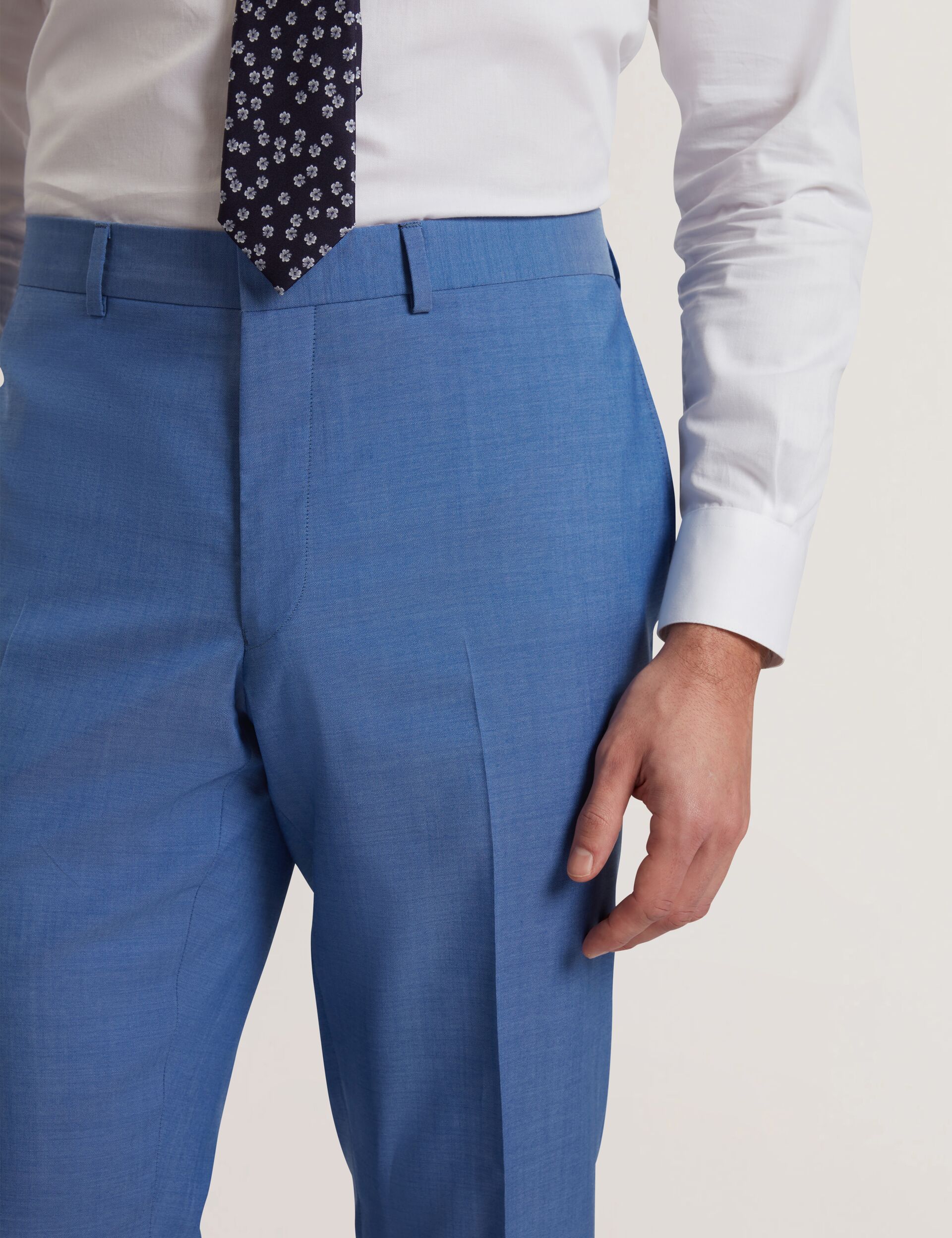Men JAYINGS - Slim Fit Blue Textured Wool Suit Pants - Ted Baker