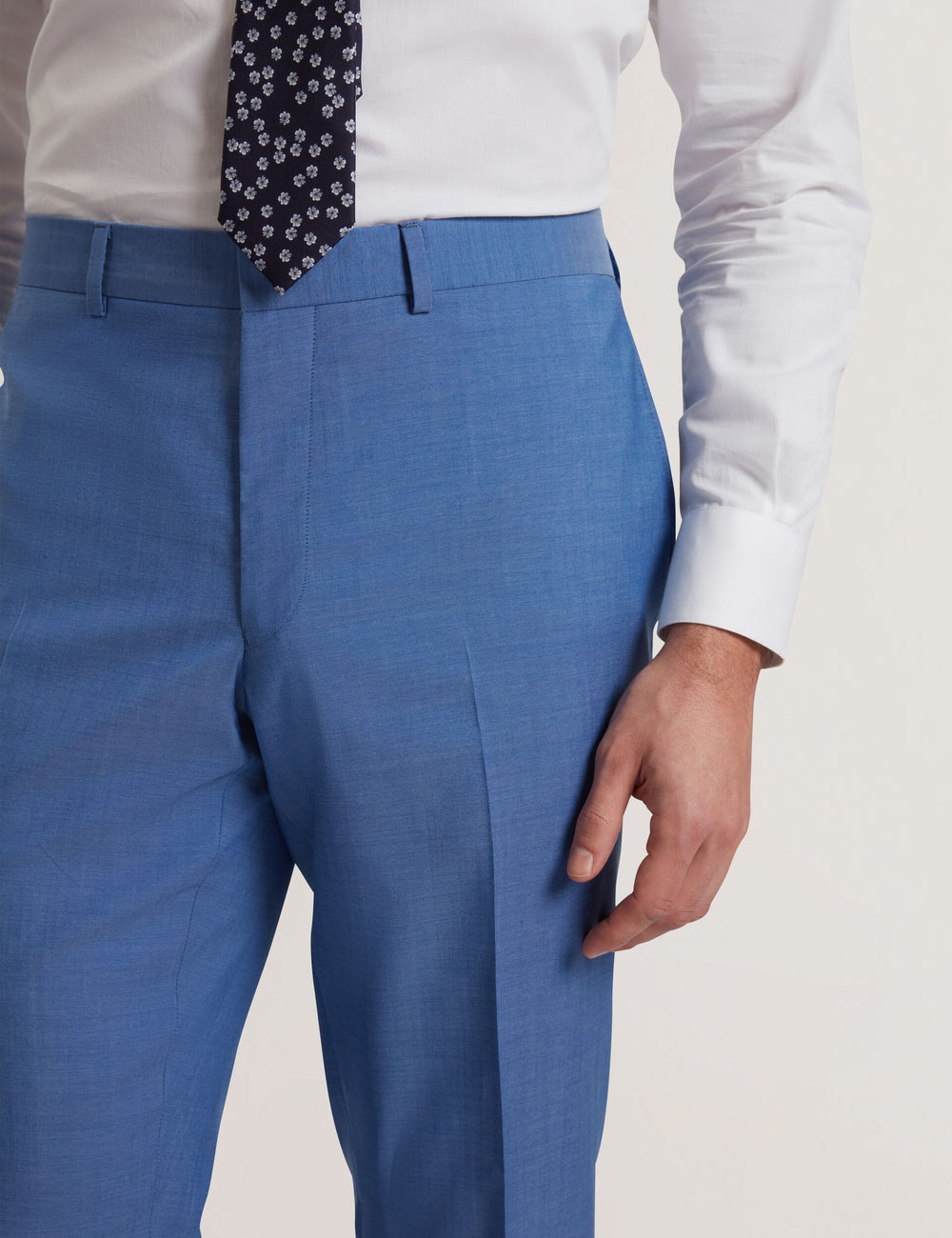 Men JAYINGS - Slim Fit Blue Textured Wool Suit Pants - Ted Baker