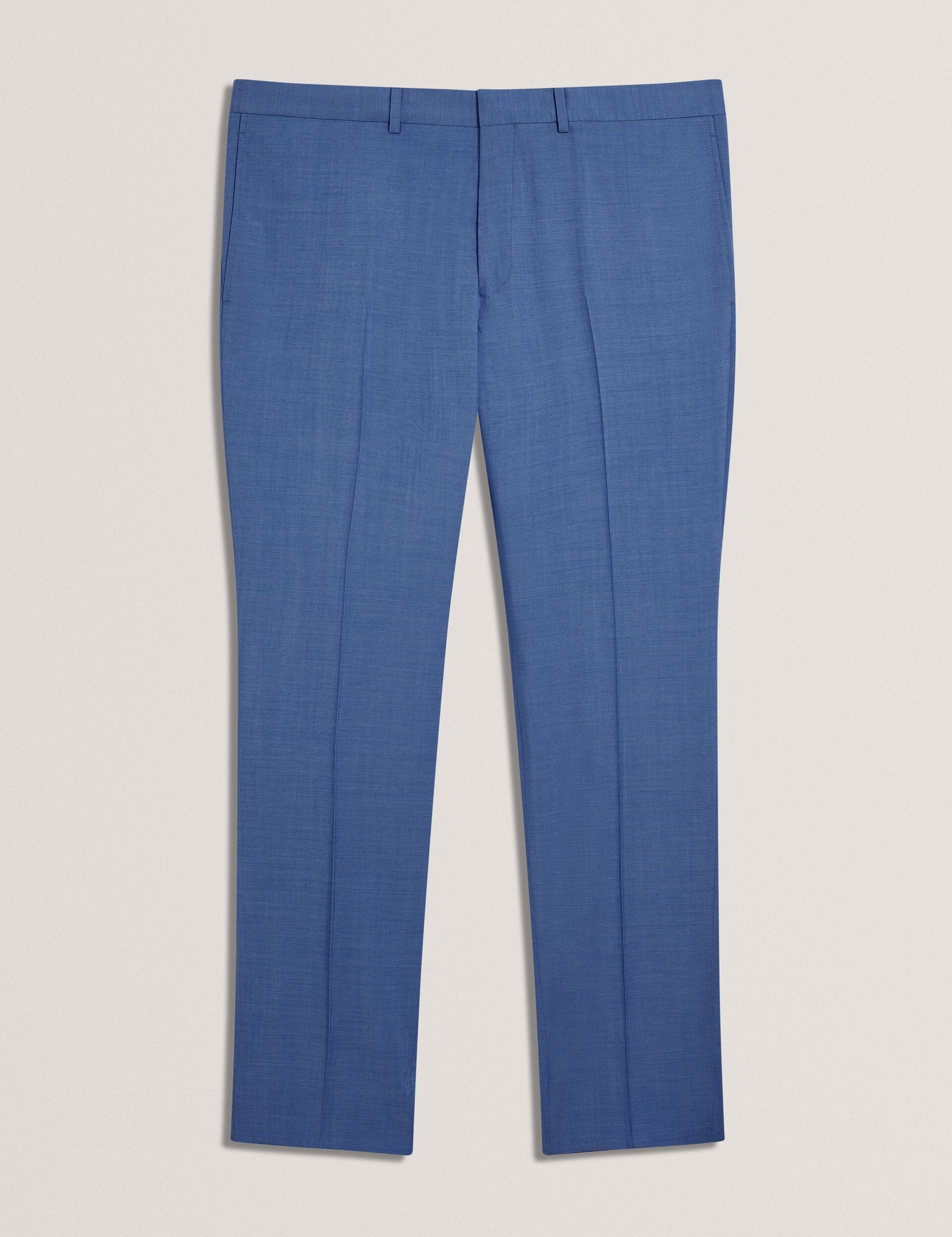 Men JAYINGS - Slim Fit Blue Textured Wool Suit Pants - Ted Baker