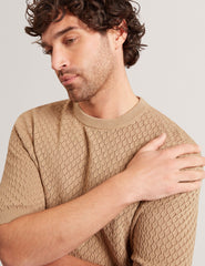 Men FERRISS Diamond Crochet Knit Cotton T-Shirt - Ted Baker