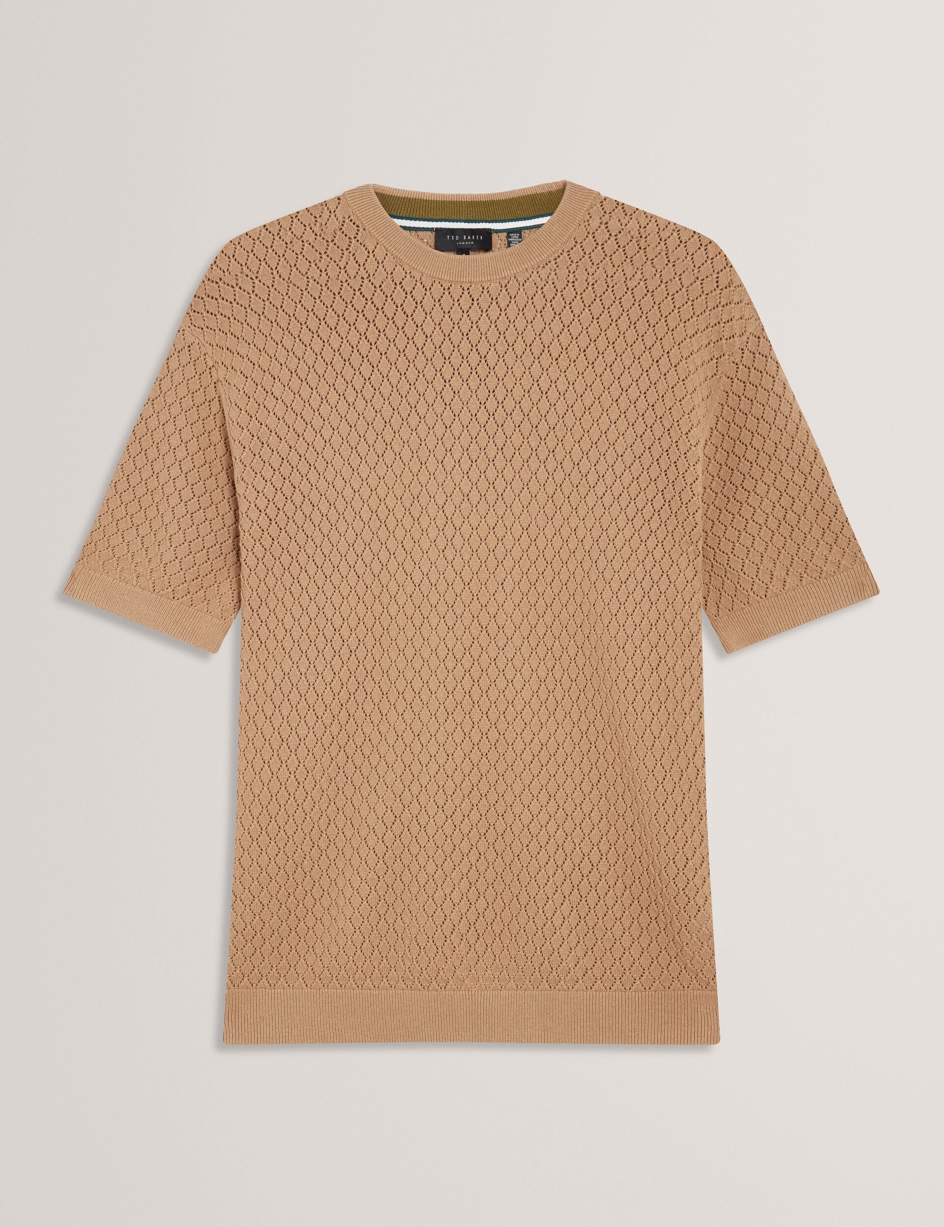 Men FERRISS Diamond Crochet Knit Cotton T-Shirt - Ted Baker