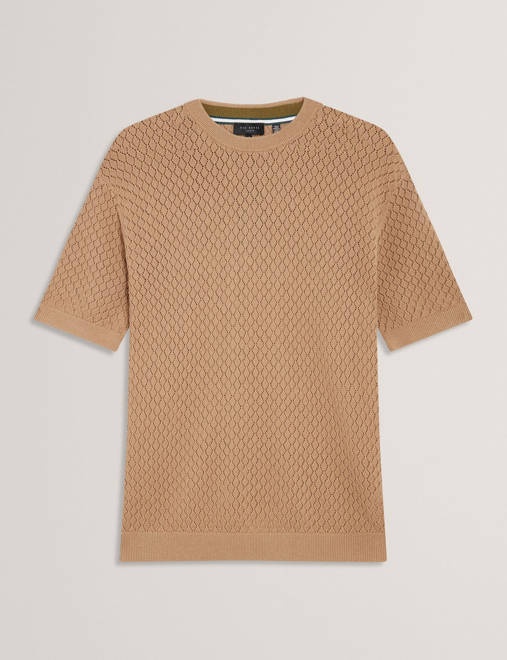 Men FERRISS Diamond Crochet Knit Cotton T-Shirt - Ted Baker