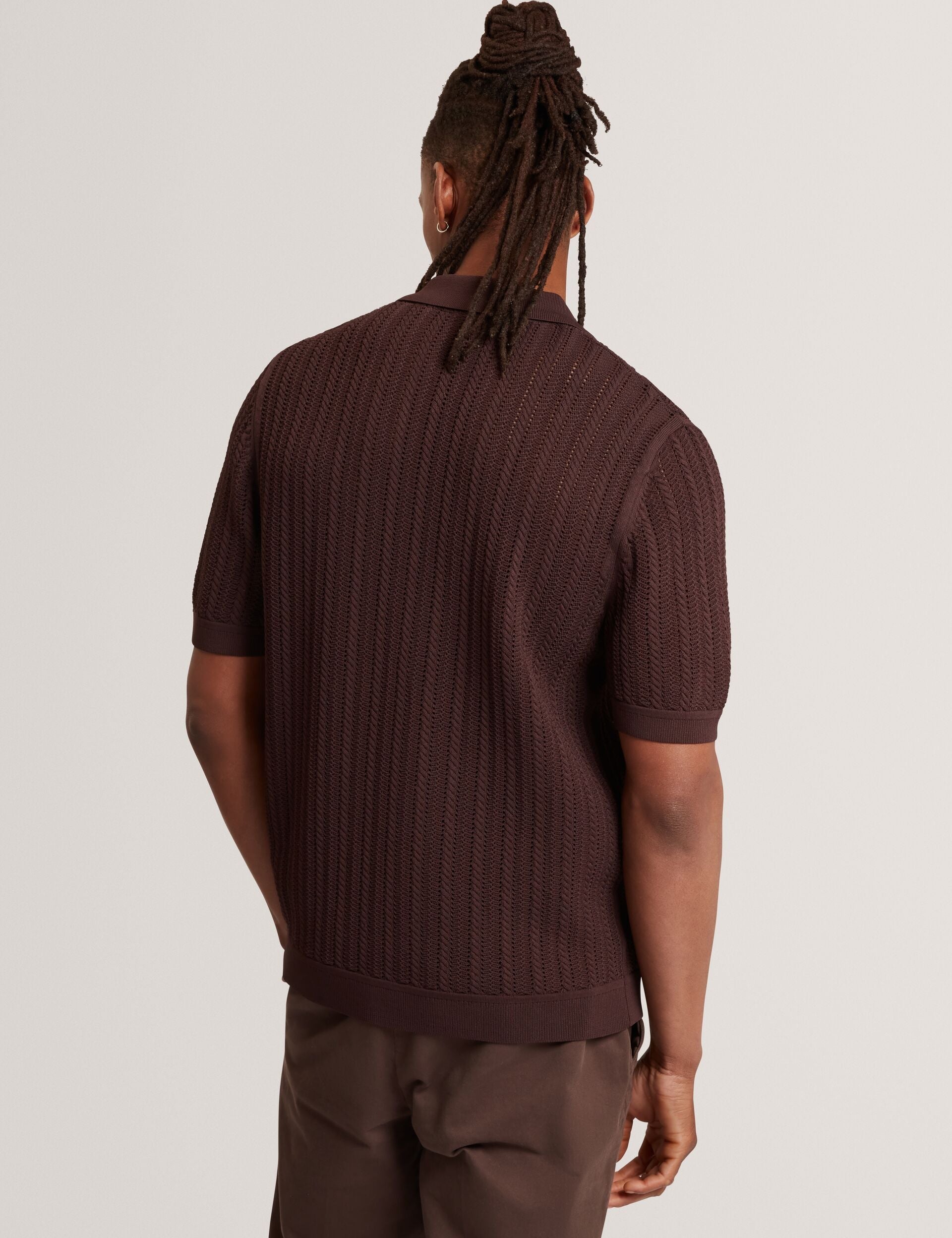 Men LOUND Textured Stripe Knit Short Sleeve Shirt - Ted Baker