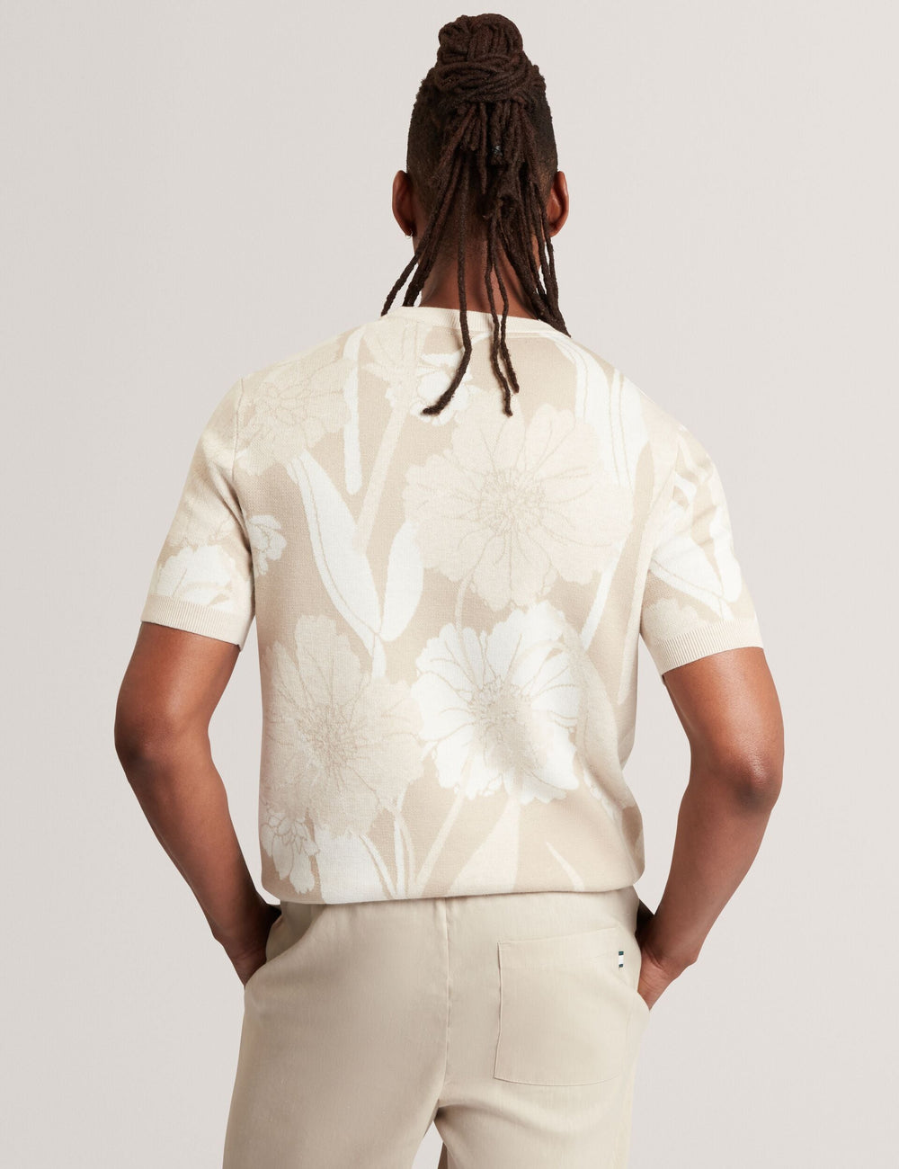 Men BARYN Jacquard Botanical Wool Blend T-Shirt - Ted Baker