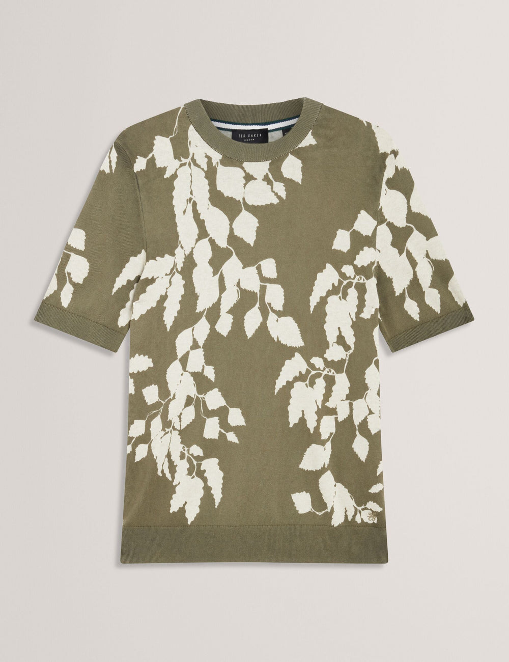 Men ALDDAT Foliage Print Cotton Fine Knit T-Shirt - Ted Baker