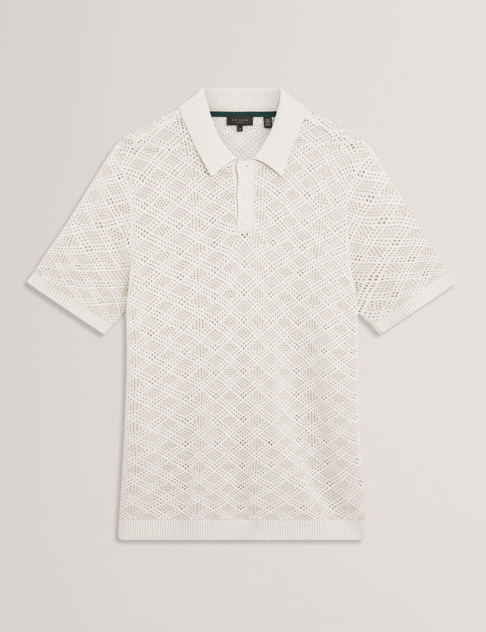 Men HELME Geometric Open Knit Short Sleeve Polo - Ted Baker