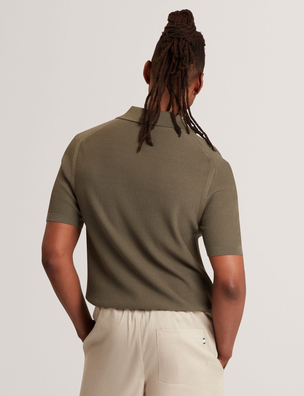 Men AINDREA Stitched Rib Open Neck Polo Shirt - Ted Baker