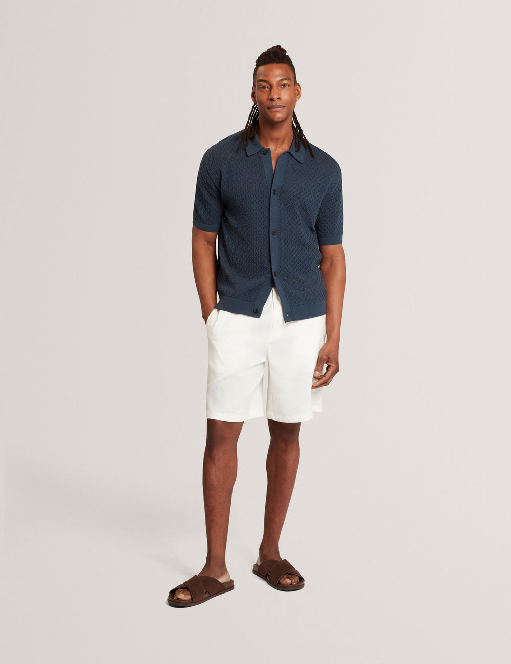 Men DOMATI Diamond Crochet Knit Short Sleeve Shirt - Ted Baker