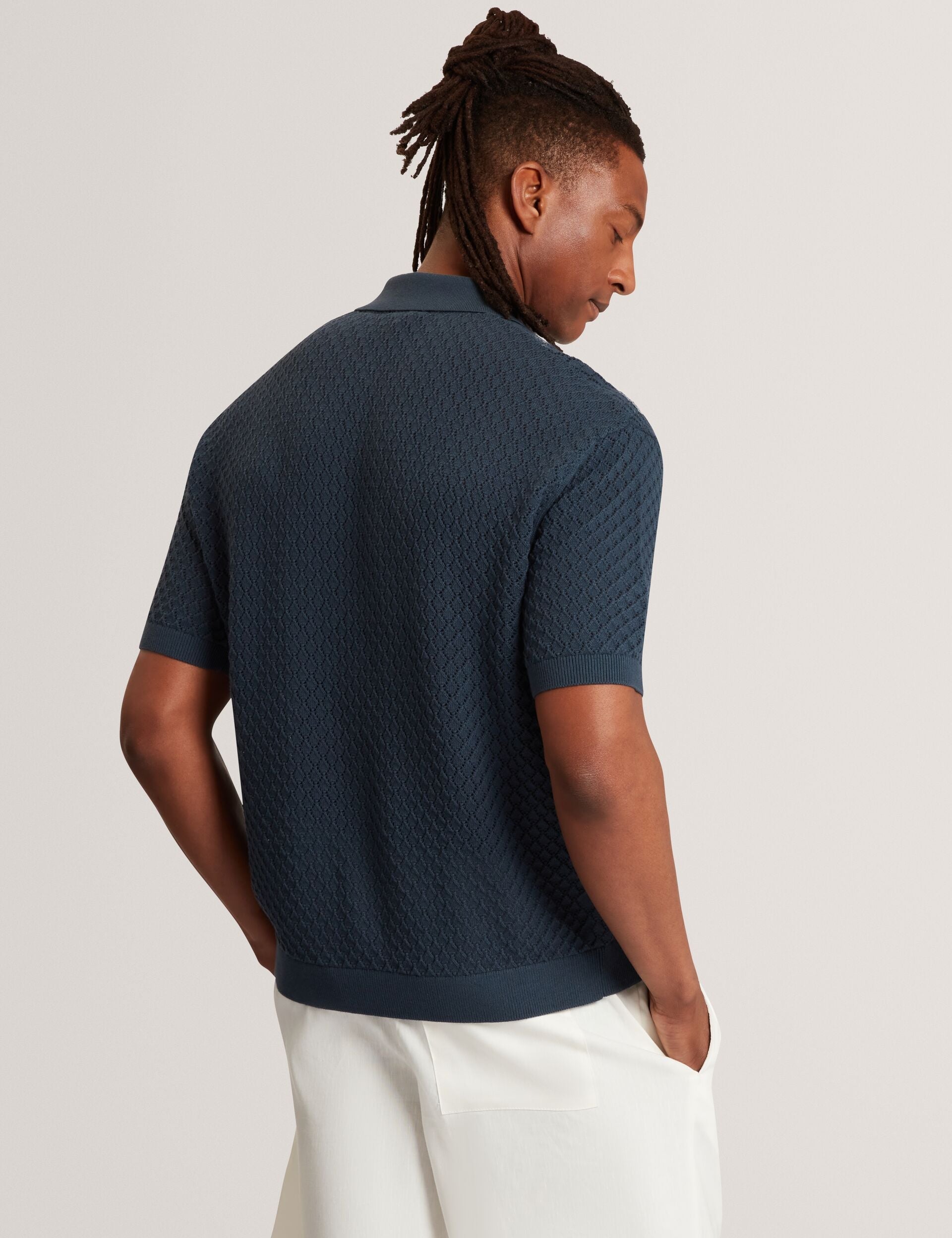 Men DOMATI Diamond Crochet Knit Short Sleeve Shirt - Ted Baker